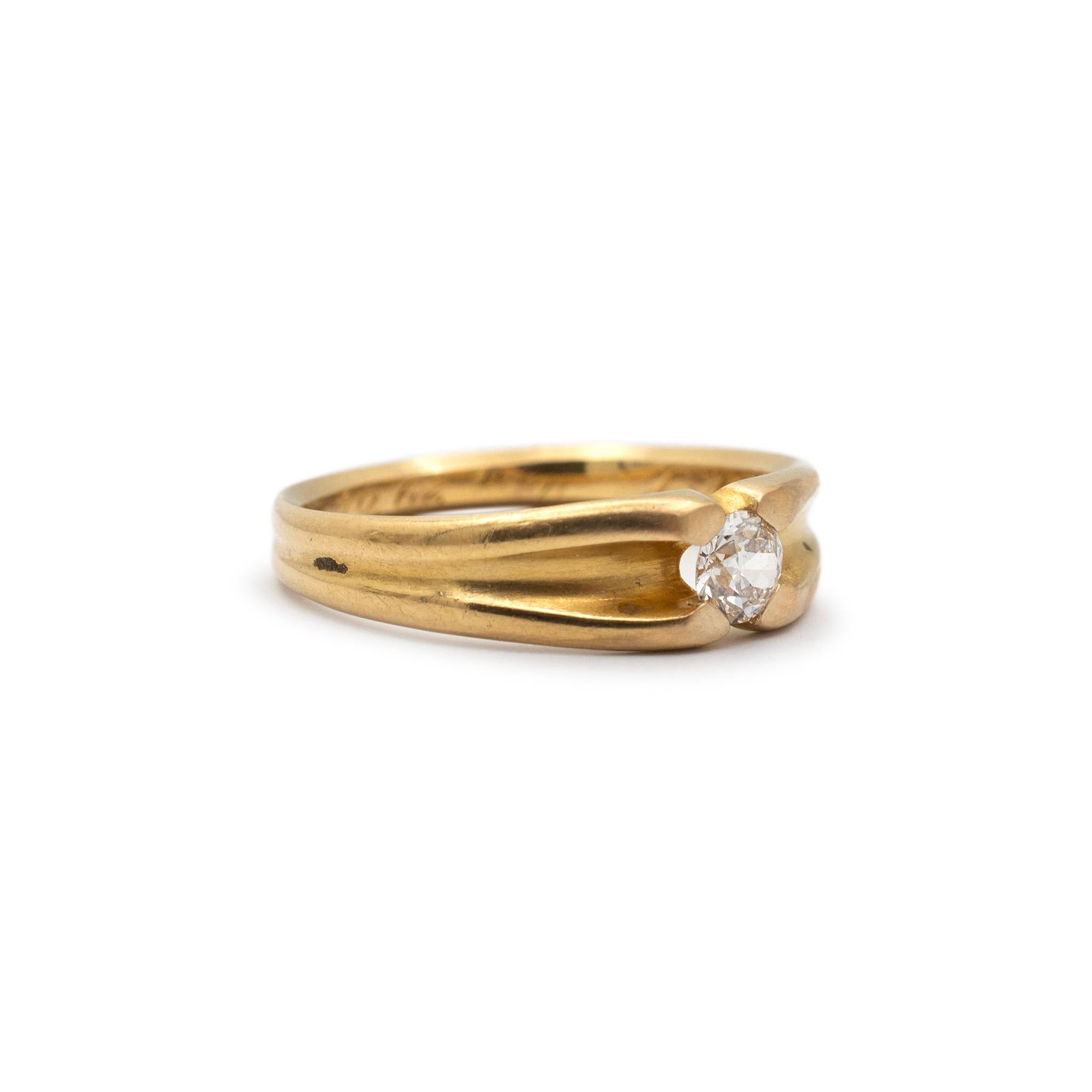 Antique Tiffany & Co. 18K Yellow Gold Old European Cut Diamond Engagement Ring In Excellent Condition In Houston, TX