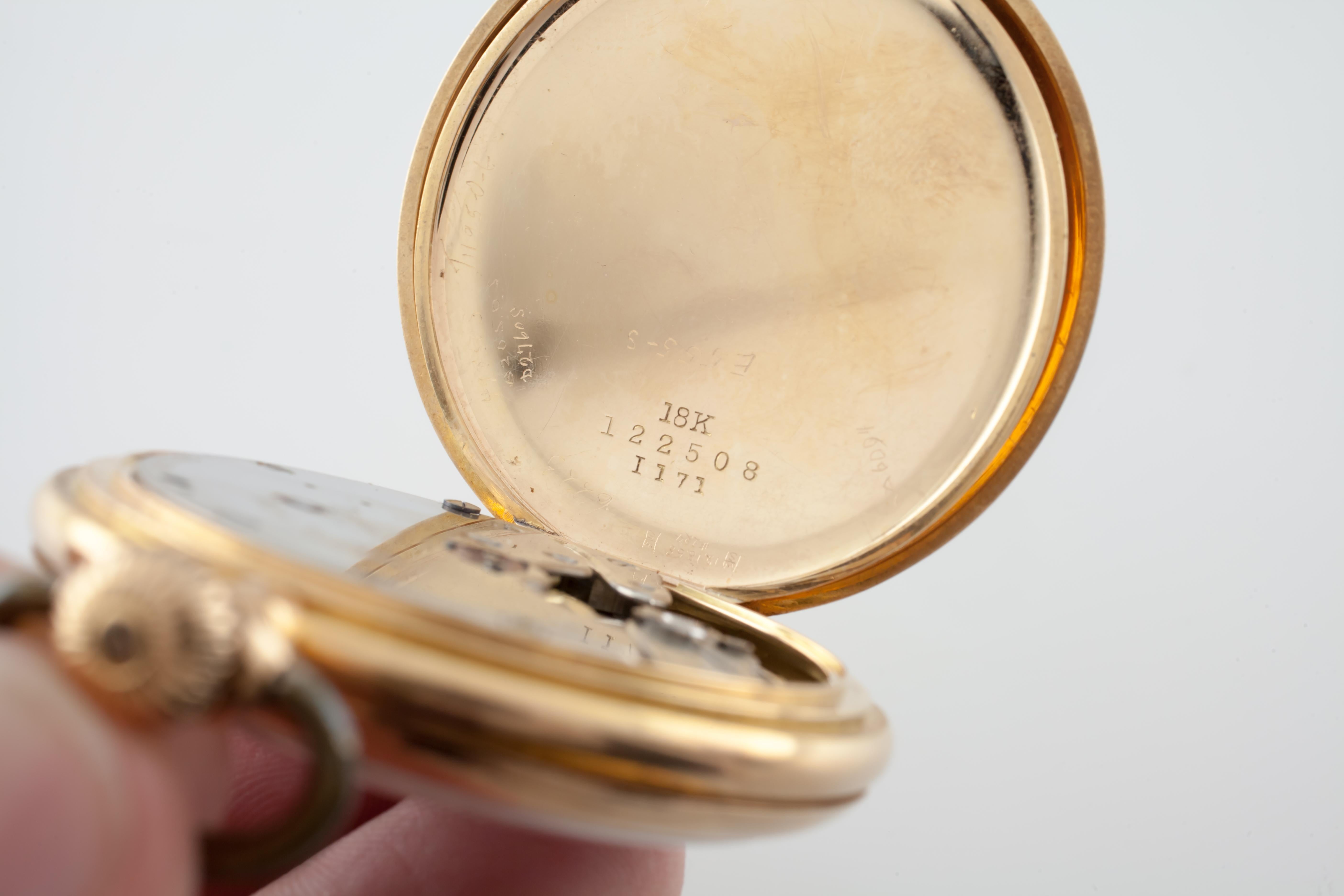 Antike Tiffany & Co.-Taschenuhr aus 18 Karat Gelbgold mit offenem Zifferblatt, Größe 8 (Moderne) im Angebot