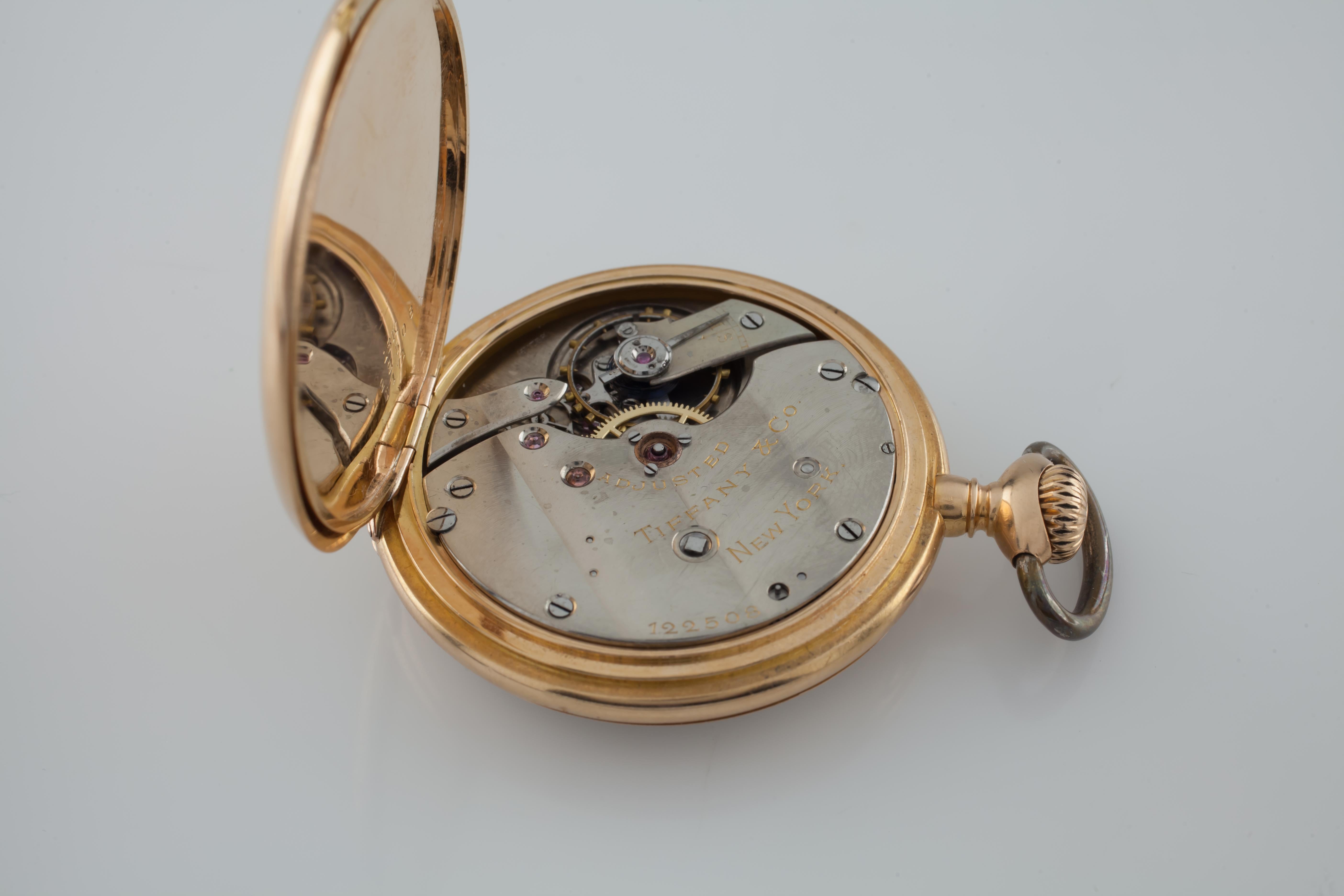 Modern Antique Tiffany & Co. 18k Yellow Gold Open Face Pocket Watch For Sale