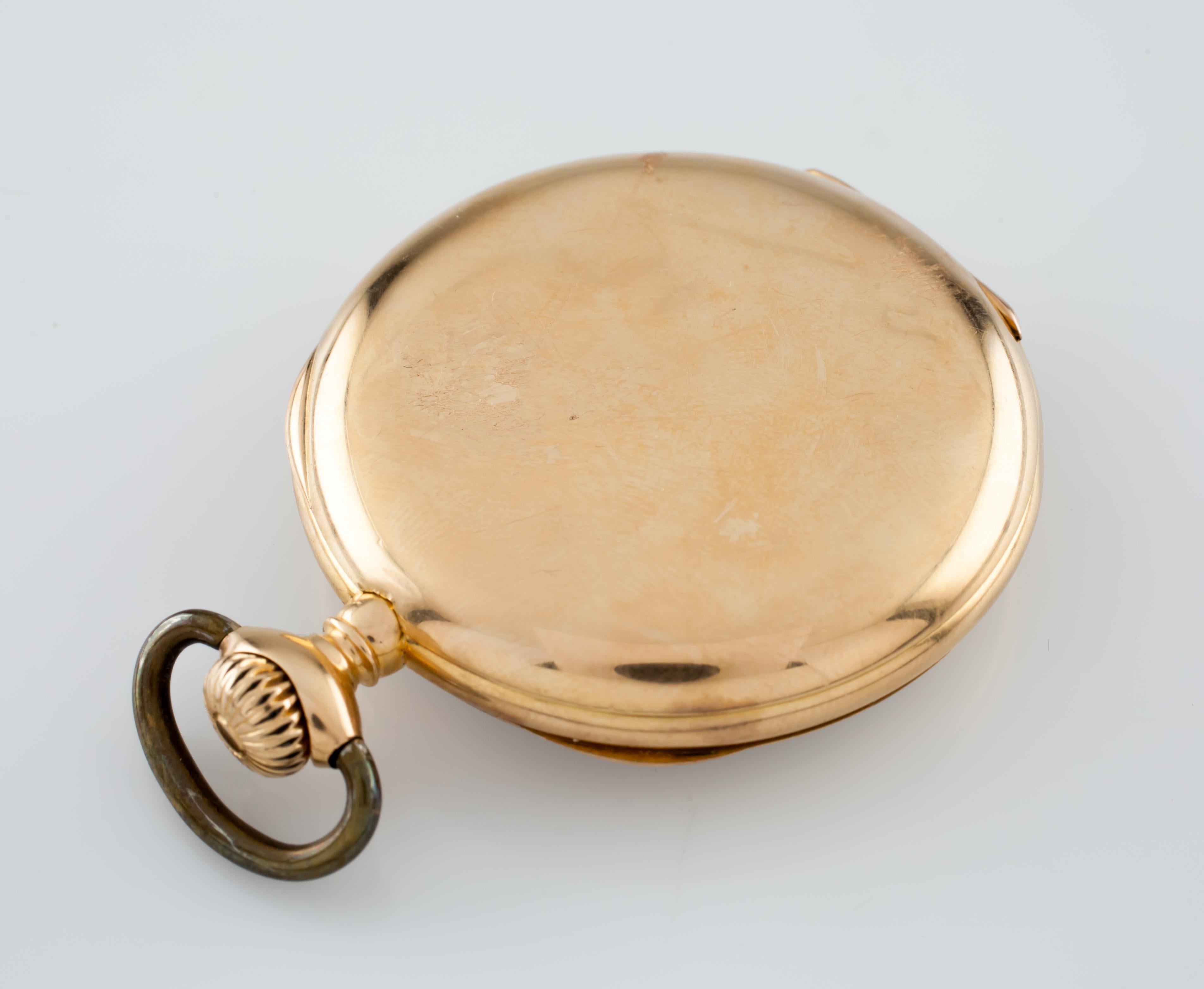 Antique Tiffany & Co. 18k Yellow Gold Open Face Pocket Watch In Good Condition For Sale In Sherman Oaks, CA