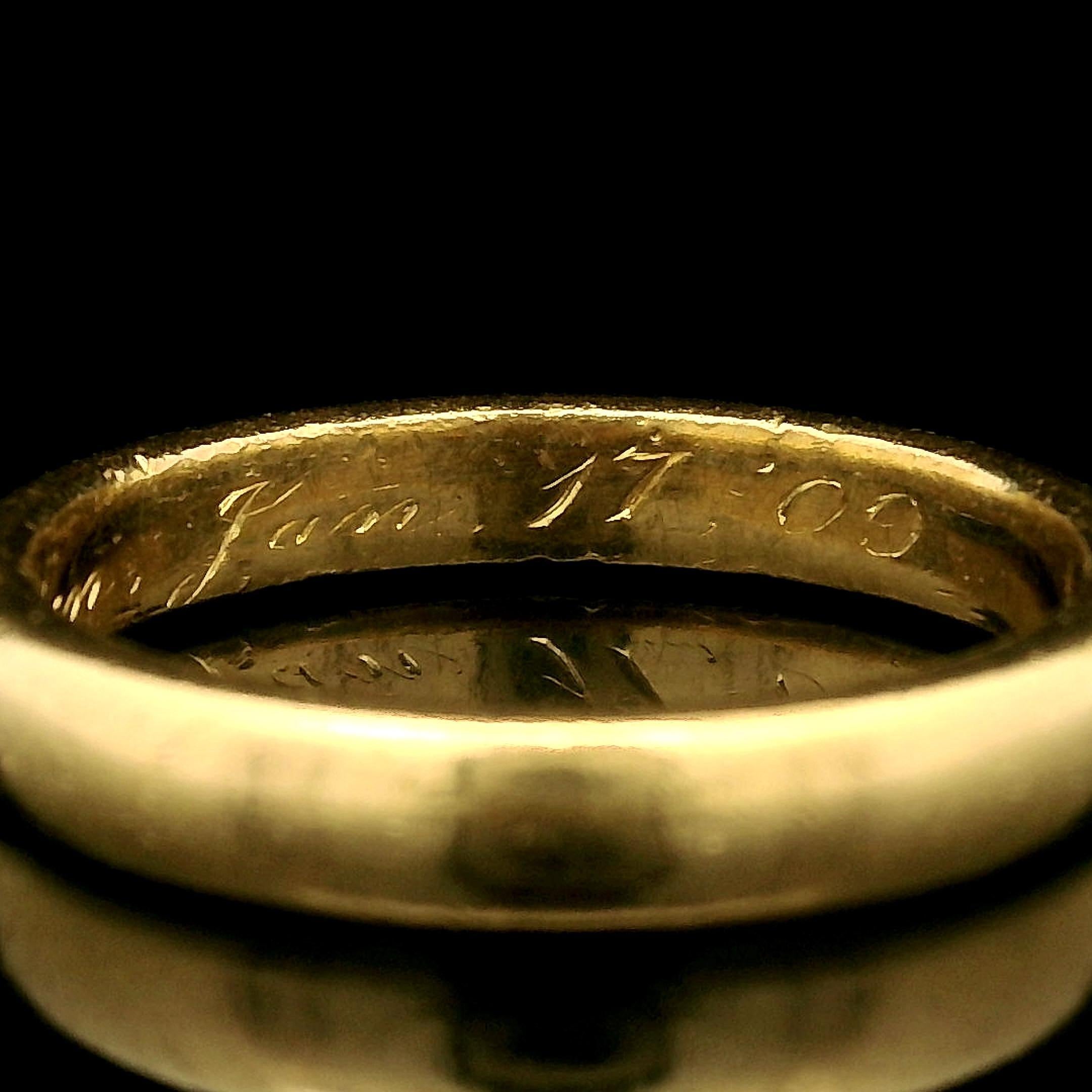 Antique Tiffany & Co. 22k Yellow Golding Co. 3.5mm Classic Wedding Band Ring Size 7.5 Excellent état - En vente à Montclair, NJ