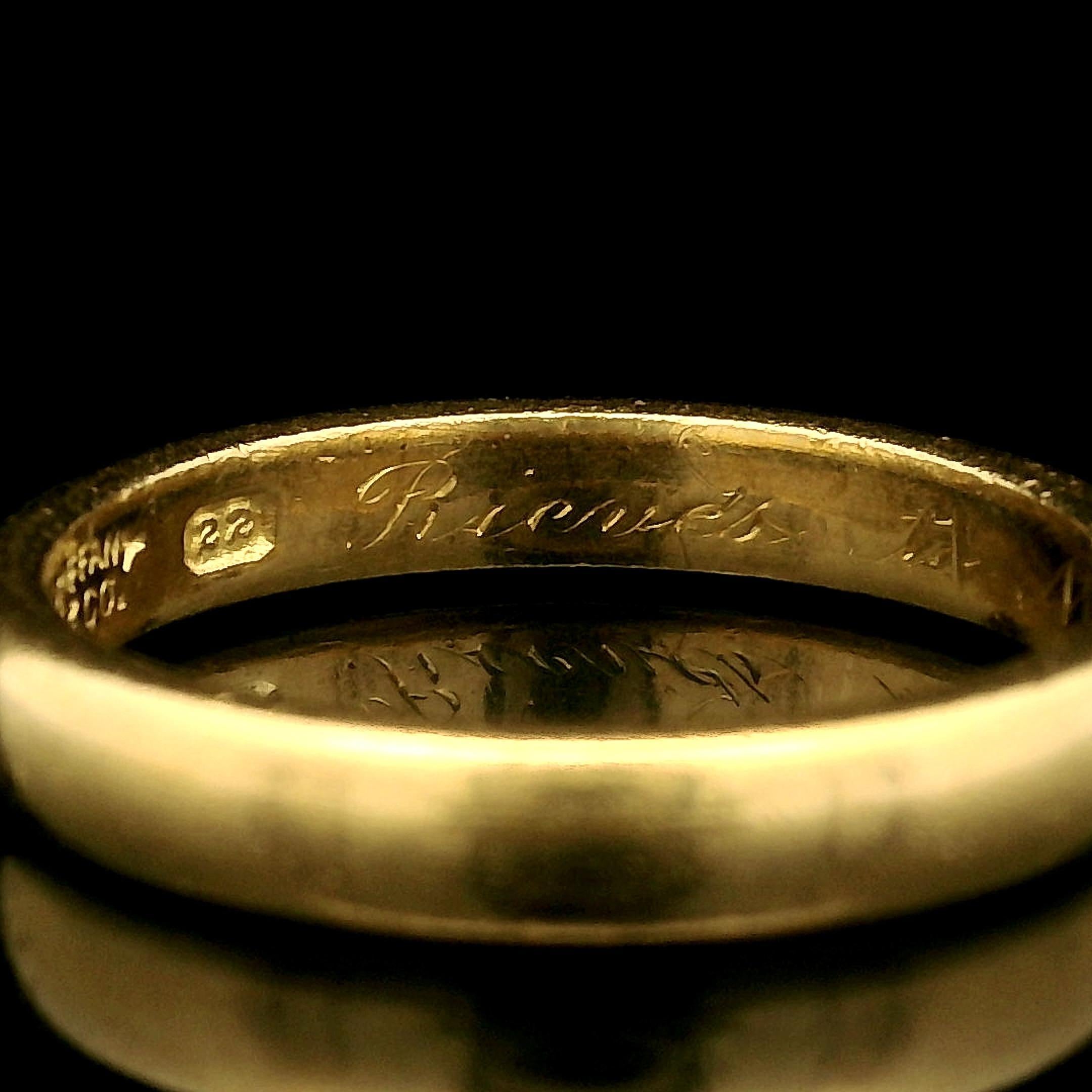 Antique Tiffany & Co. 22k Yellow Golding Co. 3.5mm Classic Wedding Band Ring Size 7.5 en vente 4