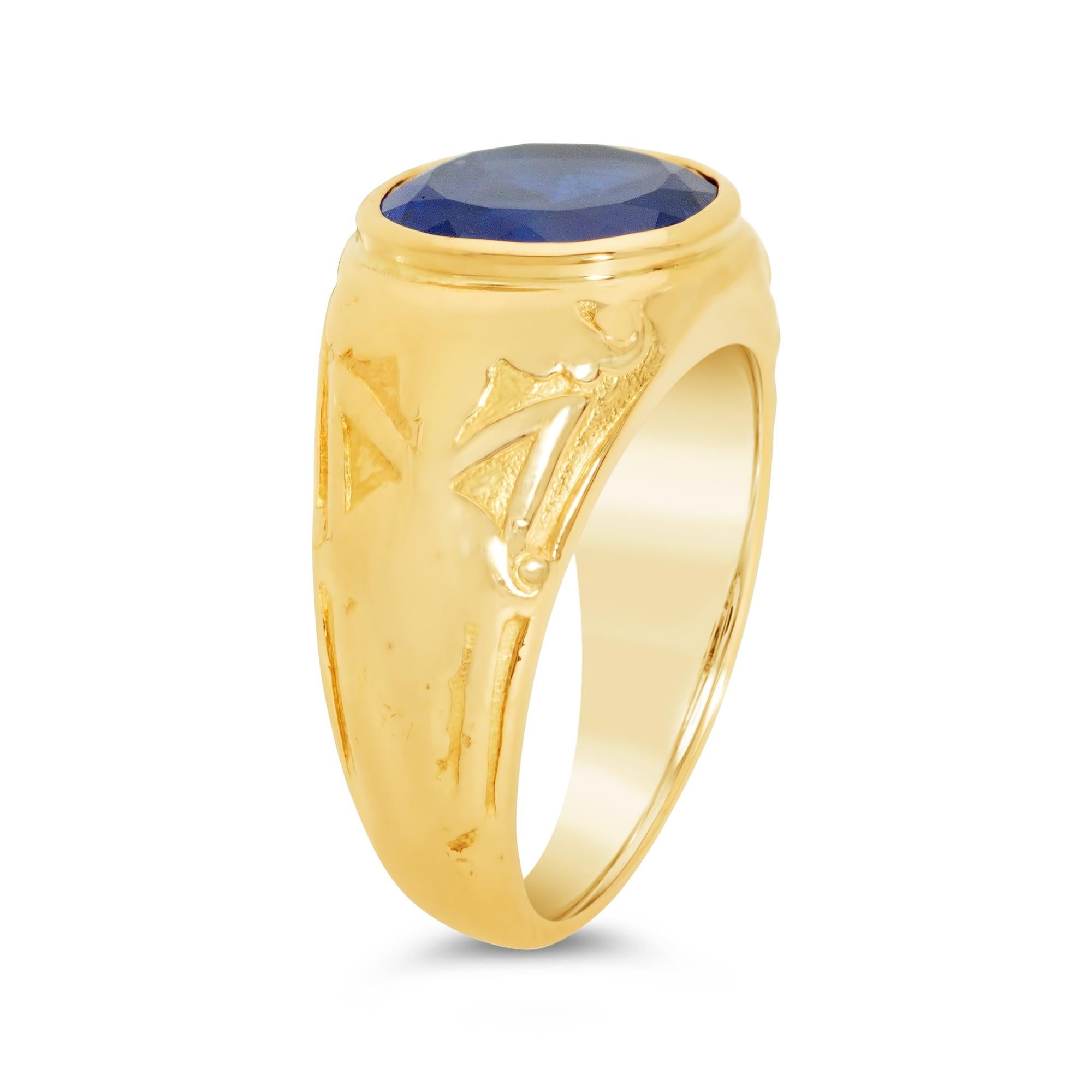 Art Deco Antique Tiffany & Co. 4.21 Carats No Heat Burmese Sapphire Ring in Yellow Gold For Sale