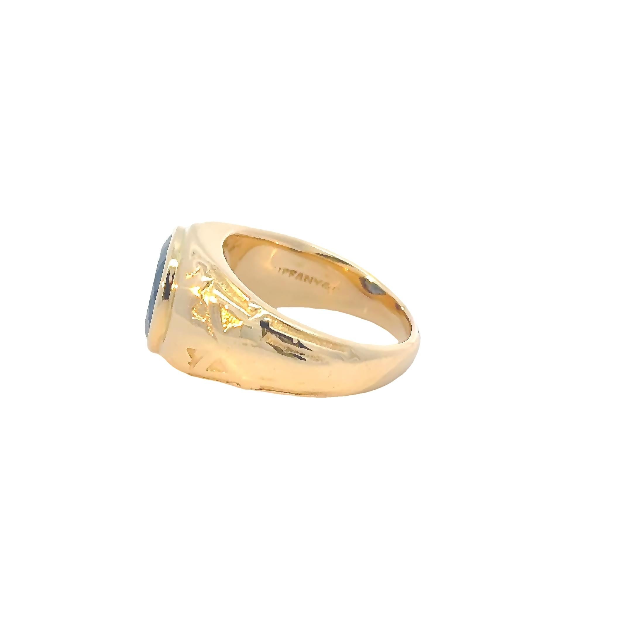 Antique Tiffany & Co. 4.21 Carats No Heat Burmese Sapphire Ring in Yellow Gold For Sale 1