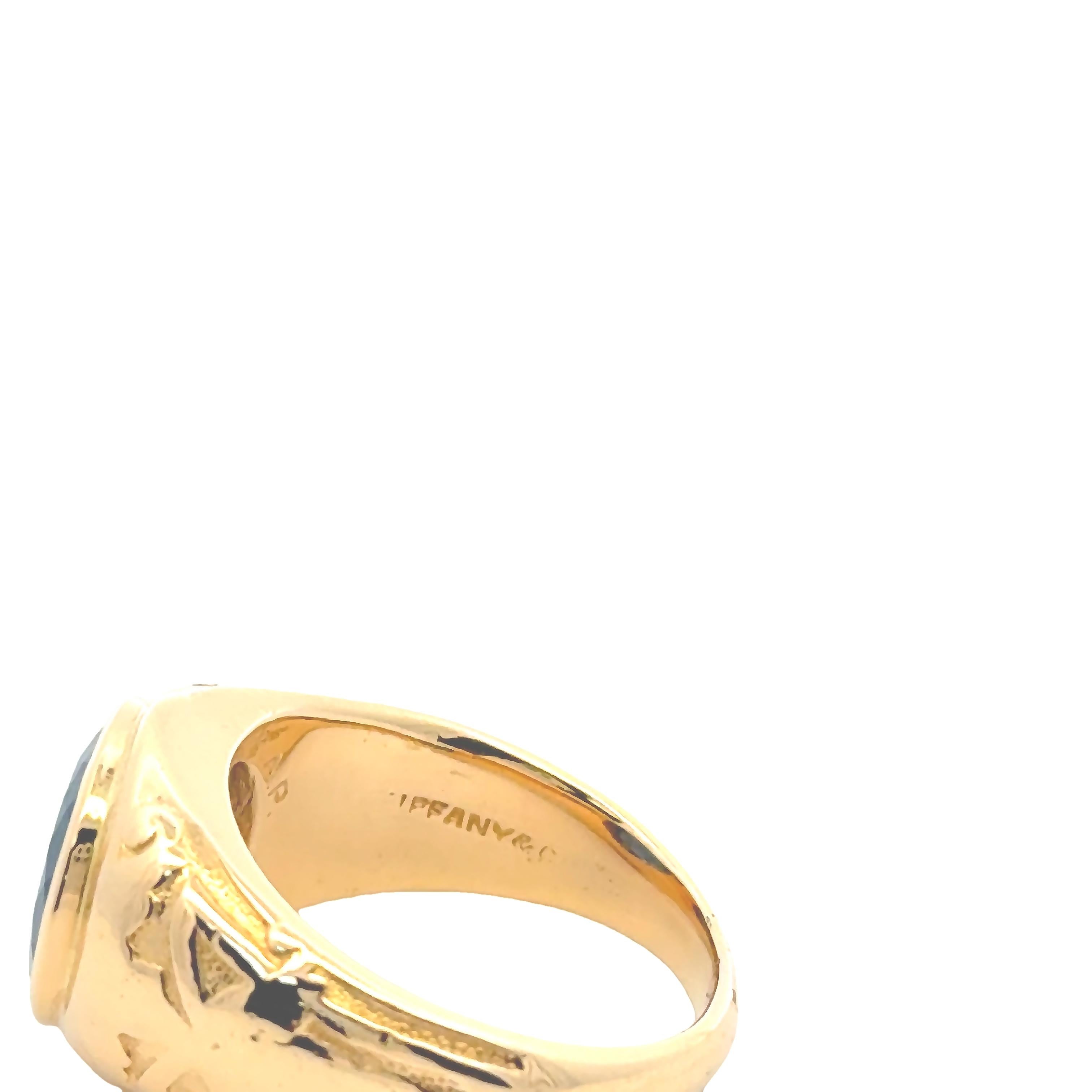 Antique Tiffany & Co. 4.21 Carats No Heat Burmese Sapphire Ring in Yellow Gold For Sale 2