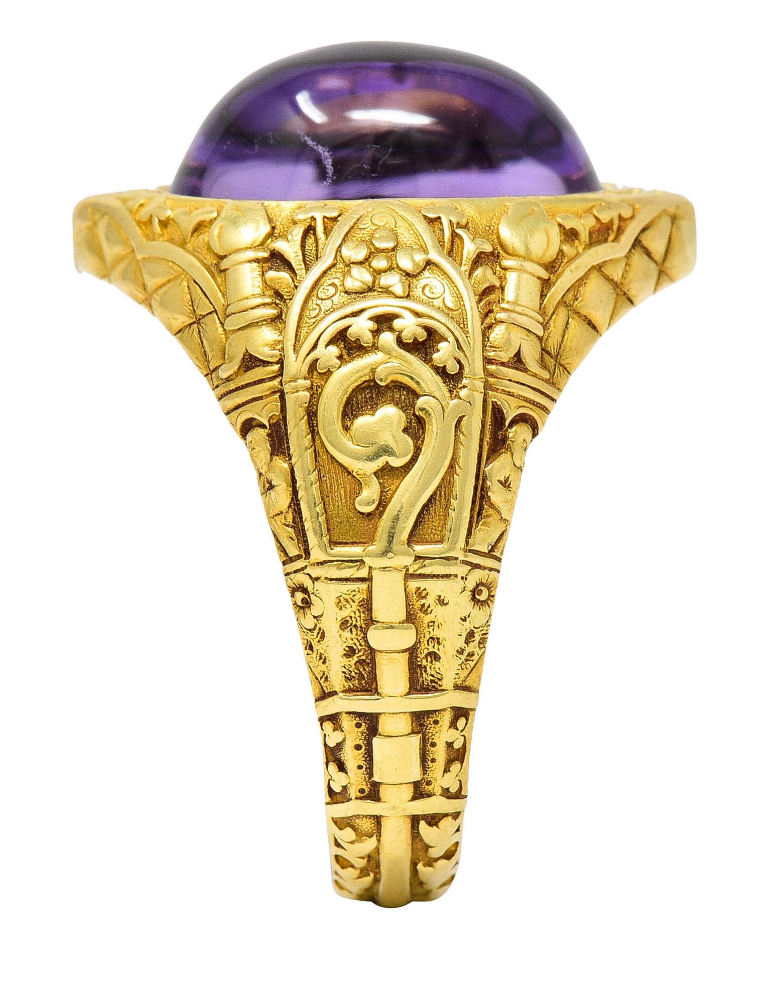 Antique Tiffany & Co. Amethyst Cabochon 18 Karat Gold Bishop Ecclesiastical Ring 1