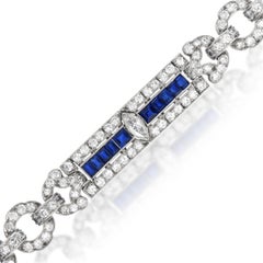 Antique Tiffany & Co Art Deco Diamond Sapphire Platinum Bracelet