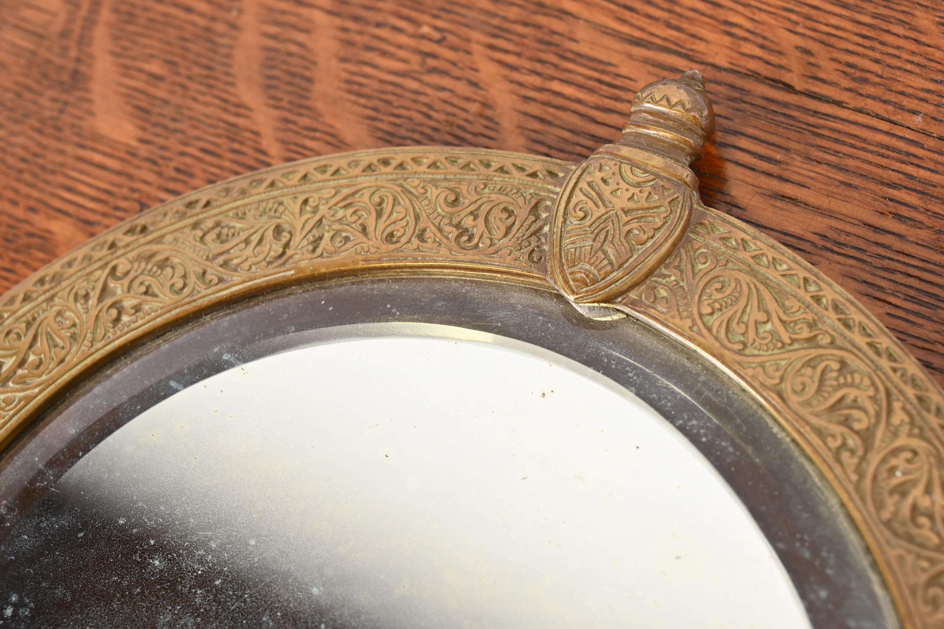 Antique Tiffany & Co. Bronze Doré Alhambra Vanity Hand Mirror, Circa 1910 For Sale 5