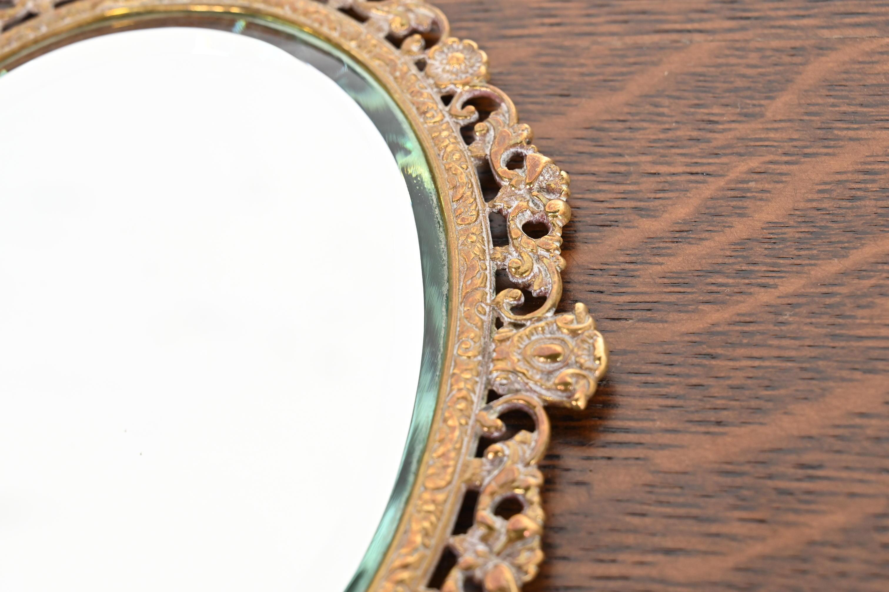 Antique Tiffany & Co. Bronze Doré Medusa Vanity Hand Mirror, Circa 1910 For Sale 1