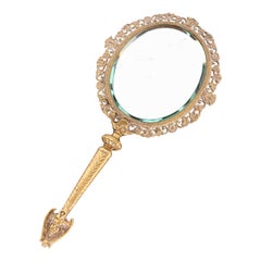 Antique Tiffany & Co. Bronze Doré Medusa Vanity Hand Mirror, Circa 1910