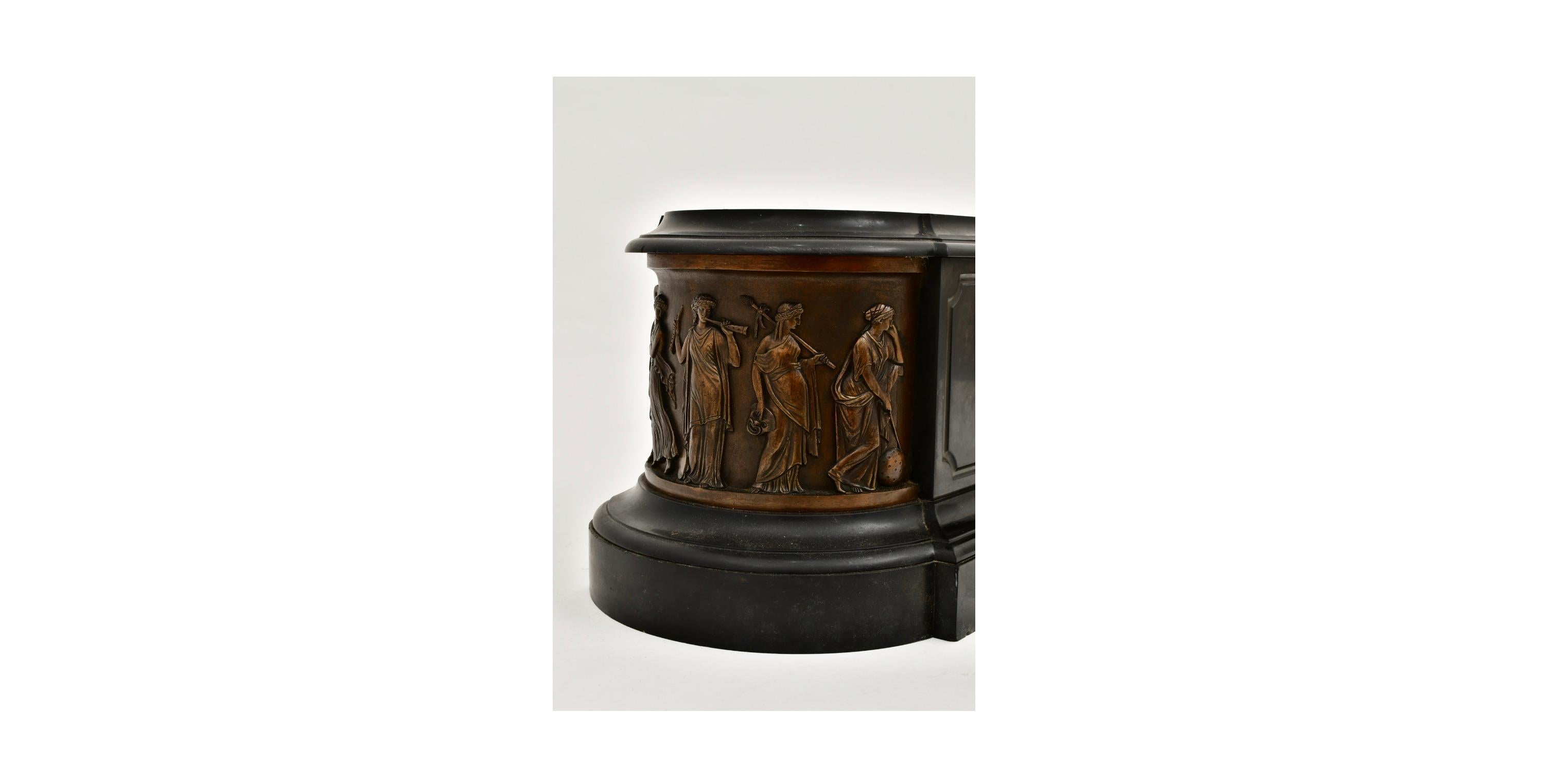 American Antique Tiffany & Co. Bronze-Mounted Slate Mantel Clock For Sale