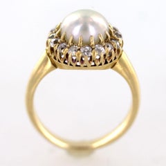 Antique Tiffany & Co. Company Diamond Natural Pearl 18 Karat Yellow Gold Ring