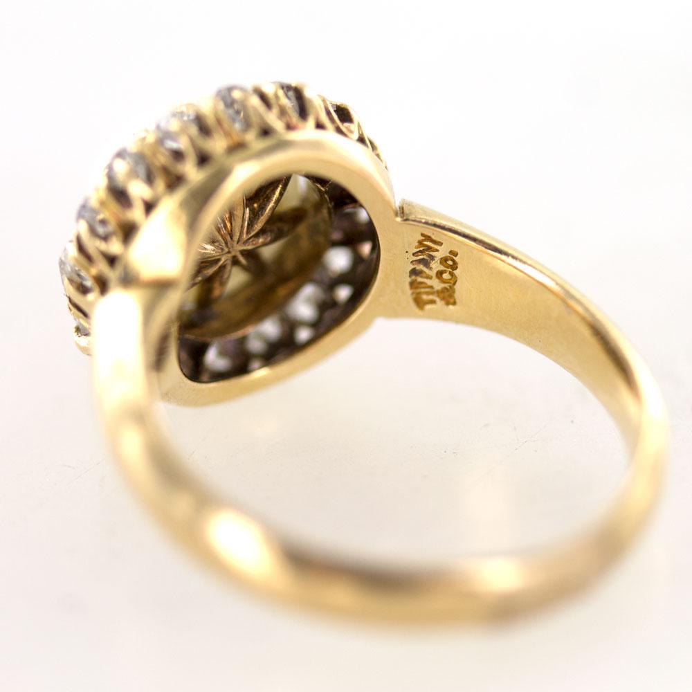 Art Nouveau Antique Tiffany & Co. Company Diamond Natural Pearl 18 Karat Yellow Gold Ring