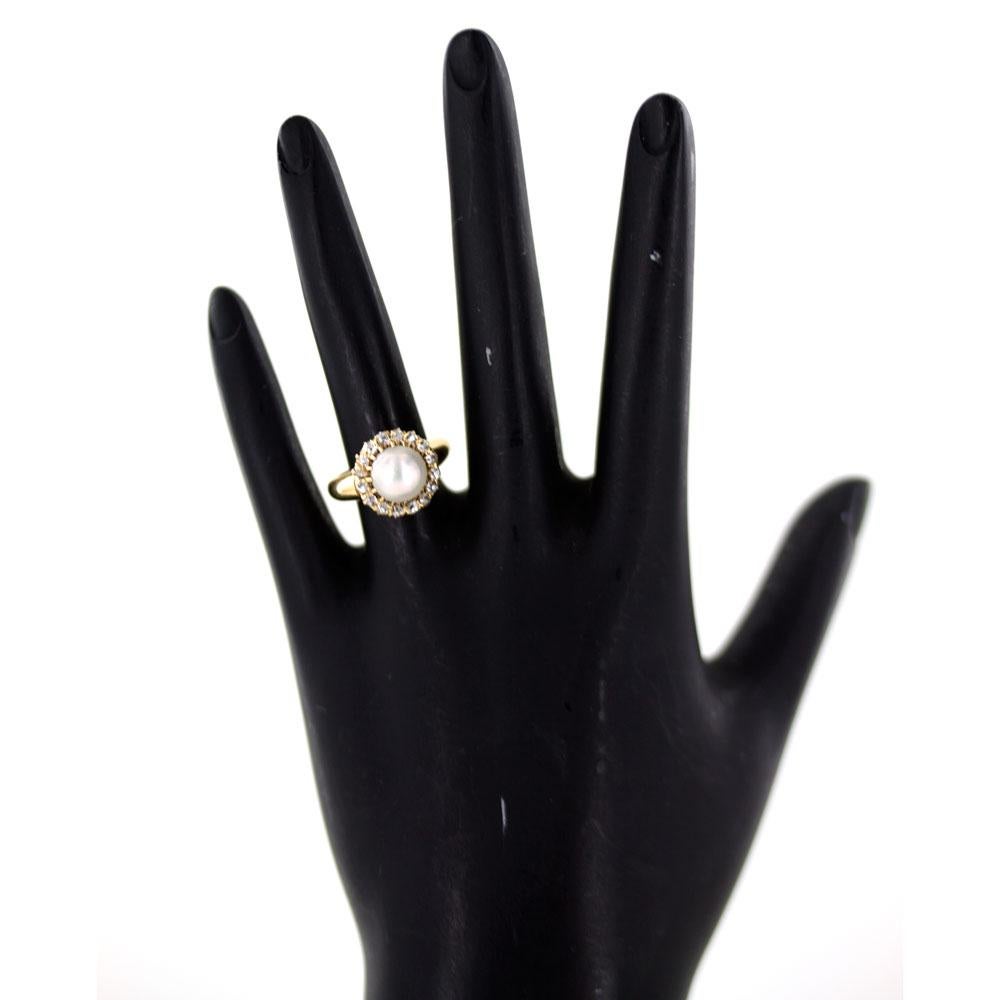 Antique Tiffany & Co. Company Diamond Natural Pearl 18 Karat Yellow Gold Ring In Good Condition In Boca Raton, FL