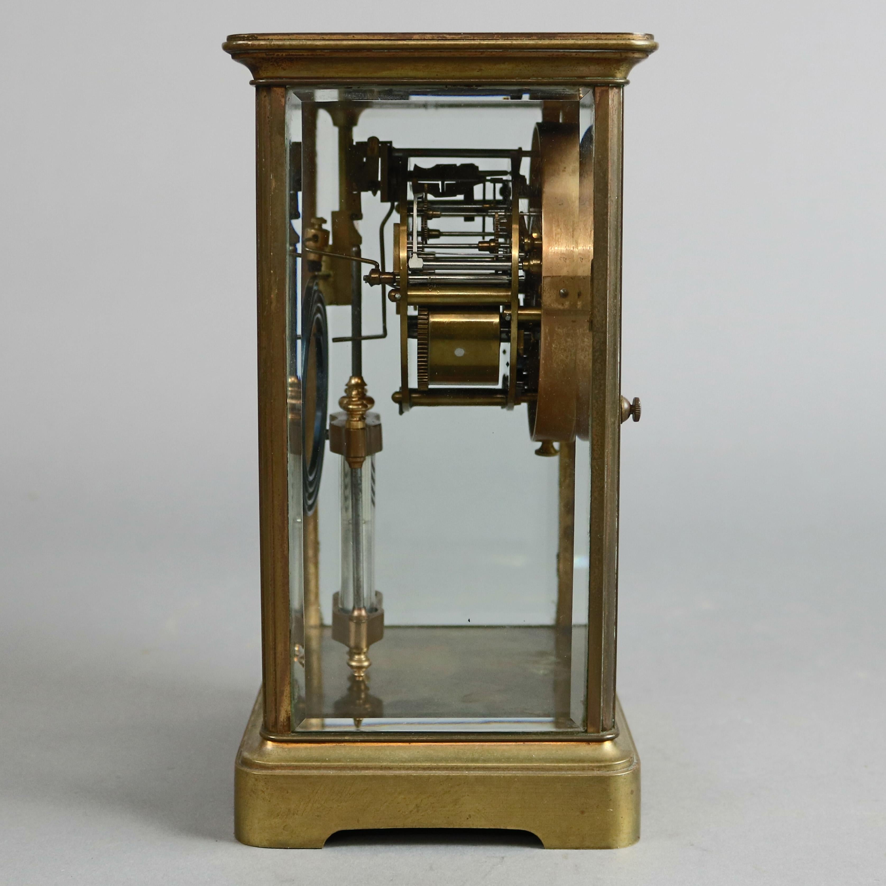 American Antique Tiffany & Co. Crystal and Brass Regulator Mantel Clock, circa 1890
