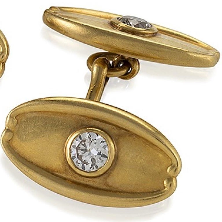 Antique Tiffany and Co. Diamond and Gold Cufflinks For Sale at 1stdibs