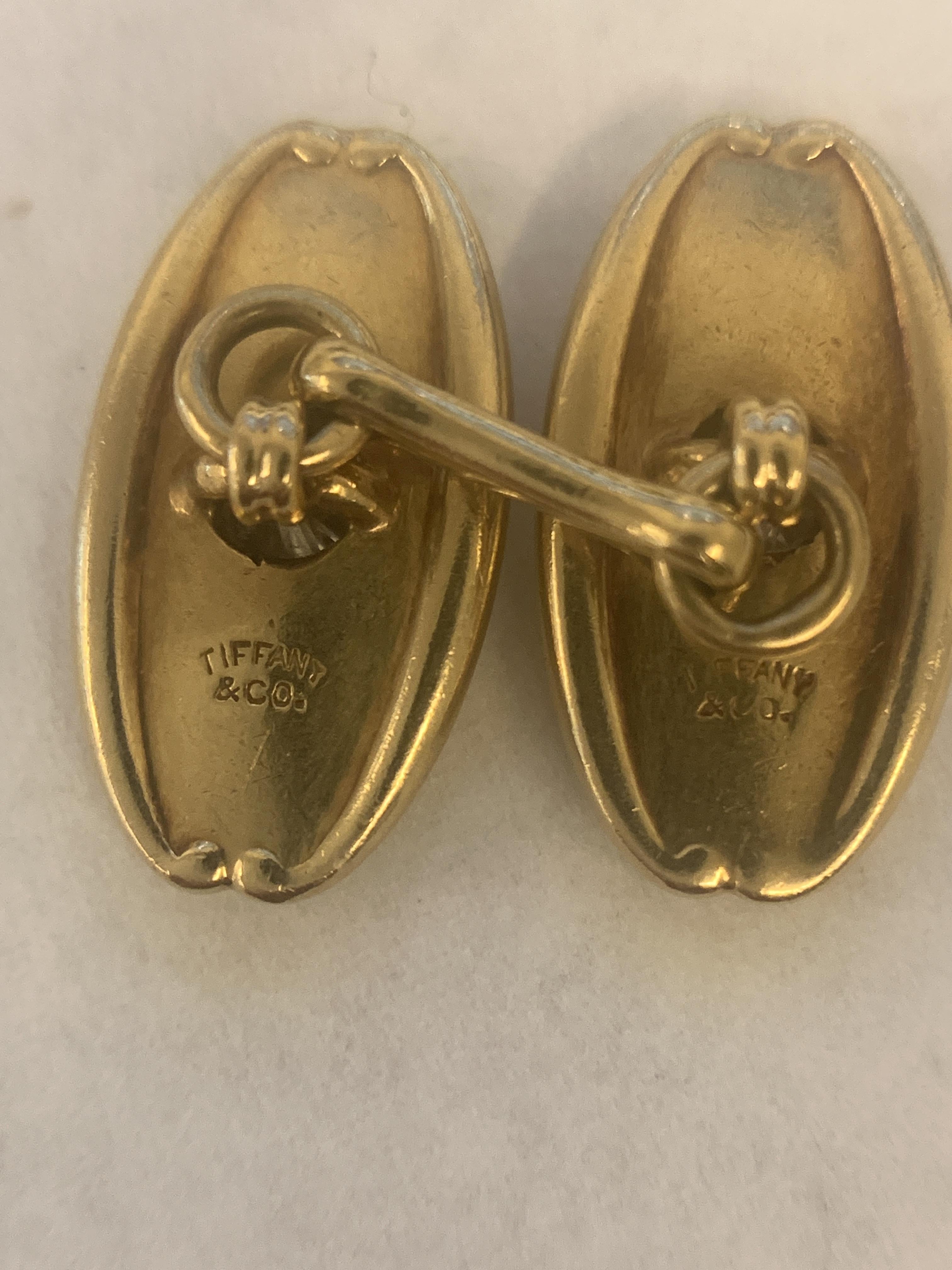 Antique Tiffany & Co. Boutons de manchette en or et diamants Pour hommes en vente