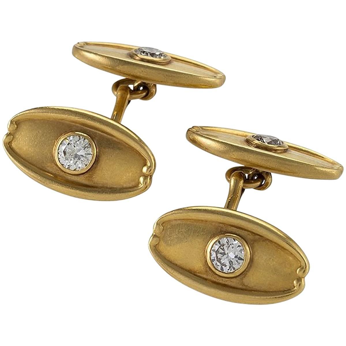 Antique Tiffany & Co. Diamond and Gold Cuff Links For Sale