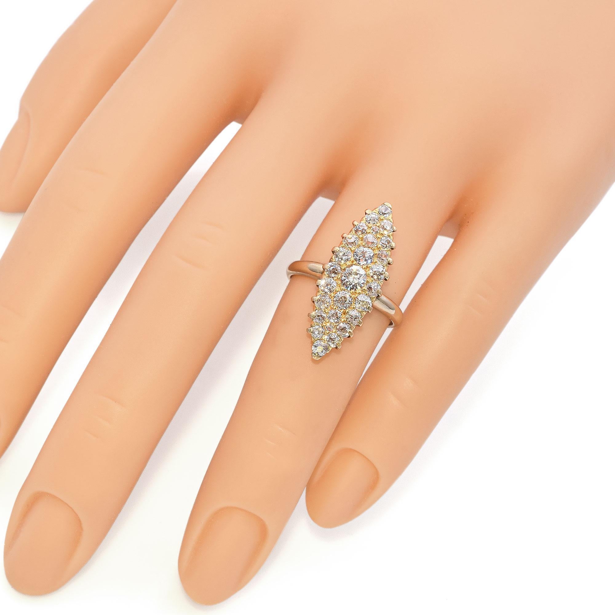 Victorian Antique Tiffany & Co Diamond Navette Ring For Sale