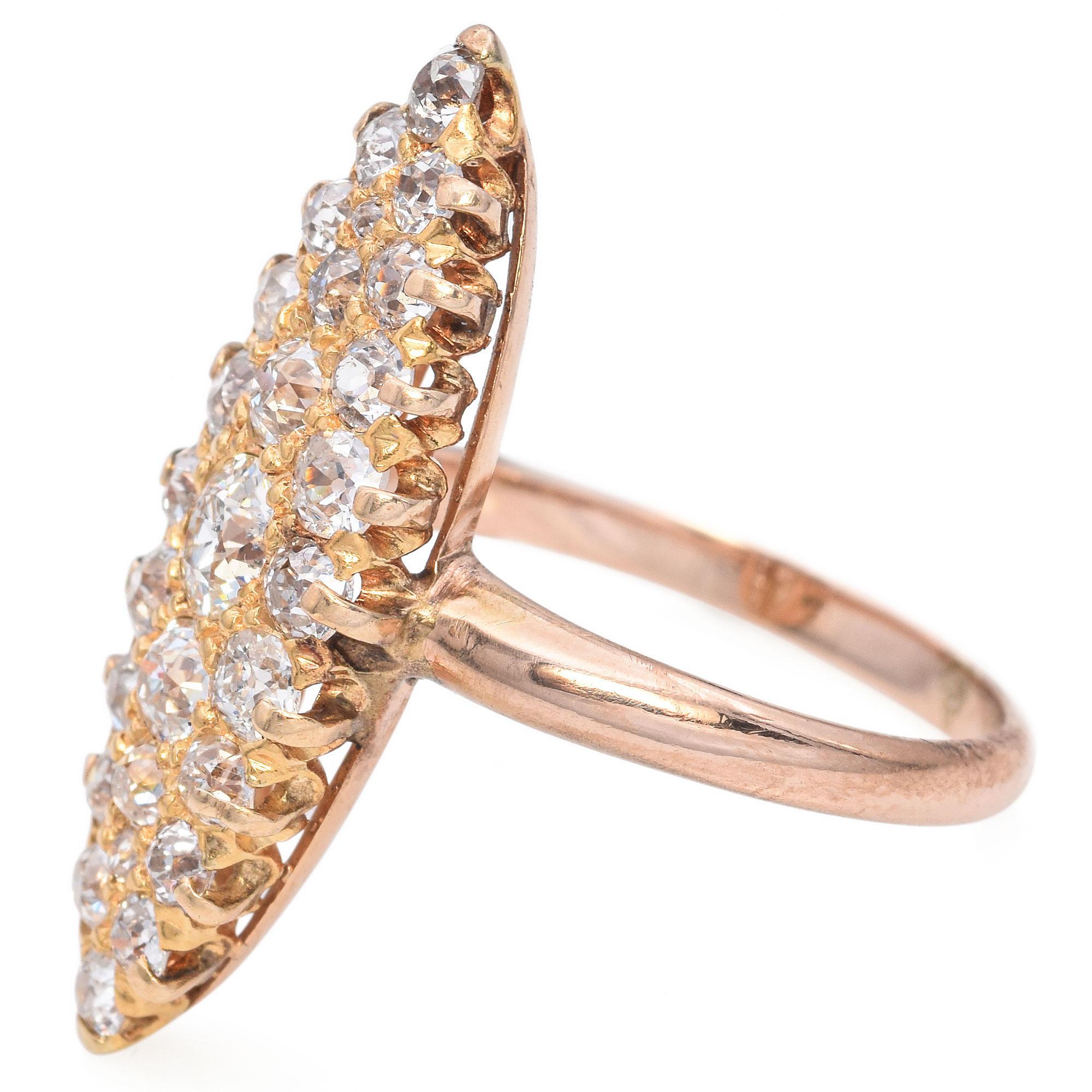 Old European Cut Antique Tiffany & Co Diamond Navette Ring For Sale