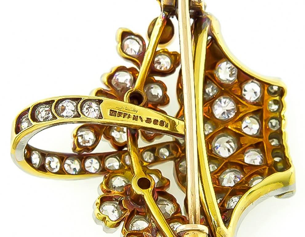 Art Deco Antique Tiffany & Co. Diamond Pearl Basket Pin
