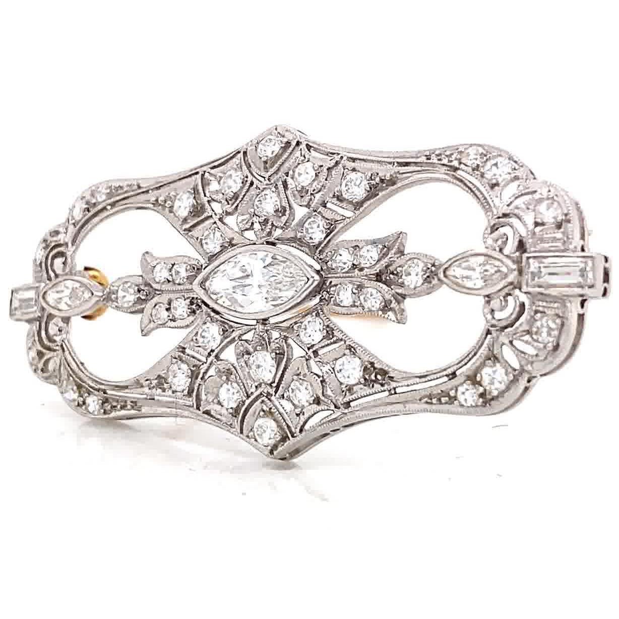 Edwardian Antique Tiffany & Co. Diamond Platinum Brooch