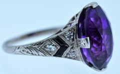 Antique Tiffany & Co. Engagement Ring Set with Amethyst, Onyx and Diamonds