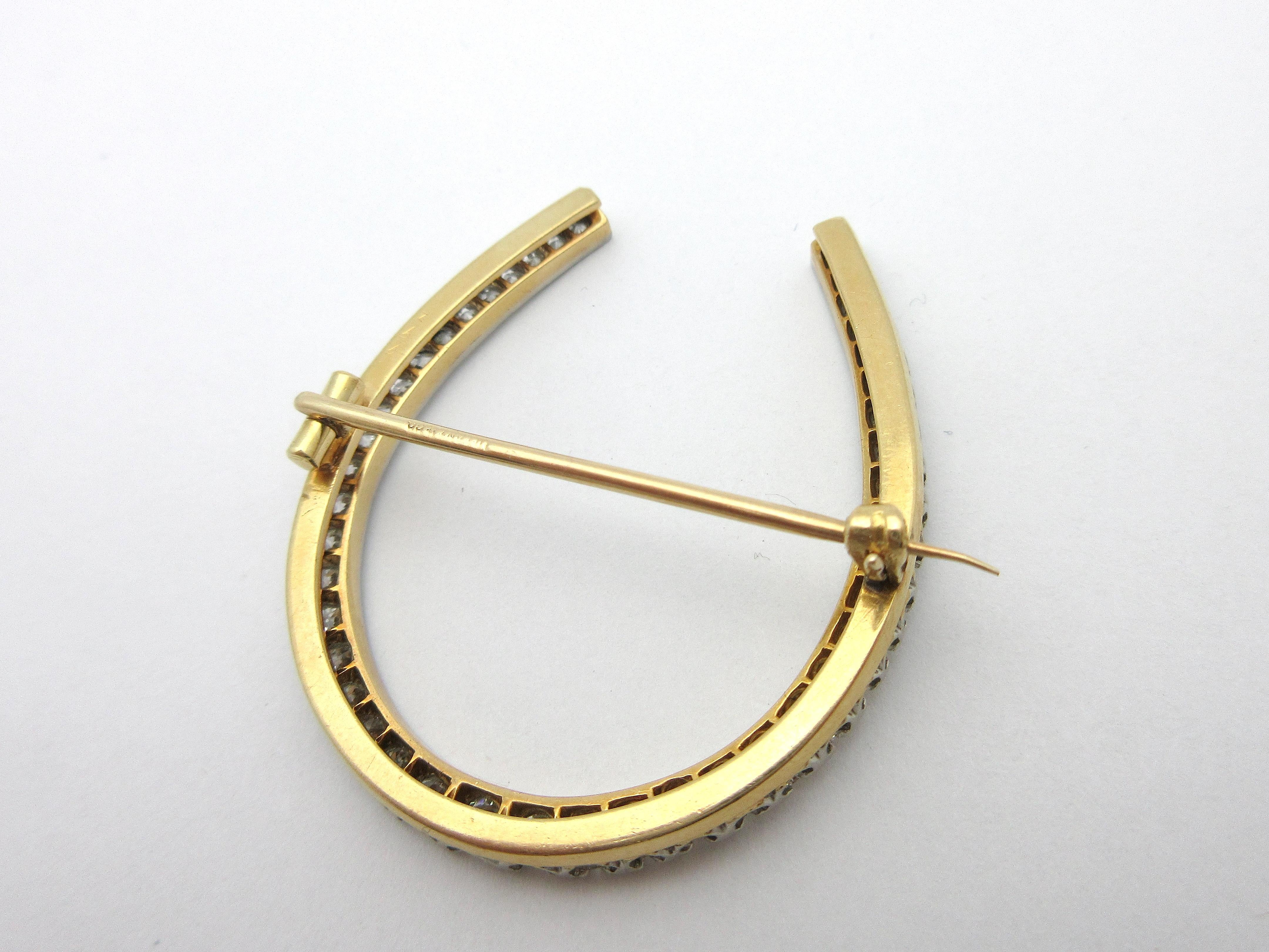 Antique Tiffany & Co. European Cut Diamond Horseshoe Brooch In Good Condition In Manchester, NH