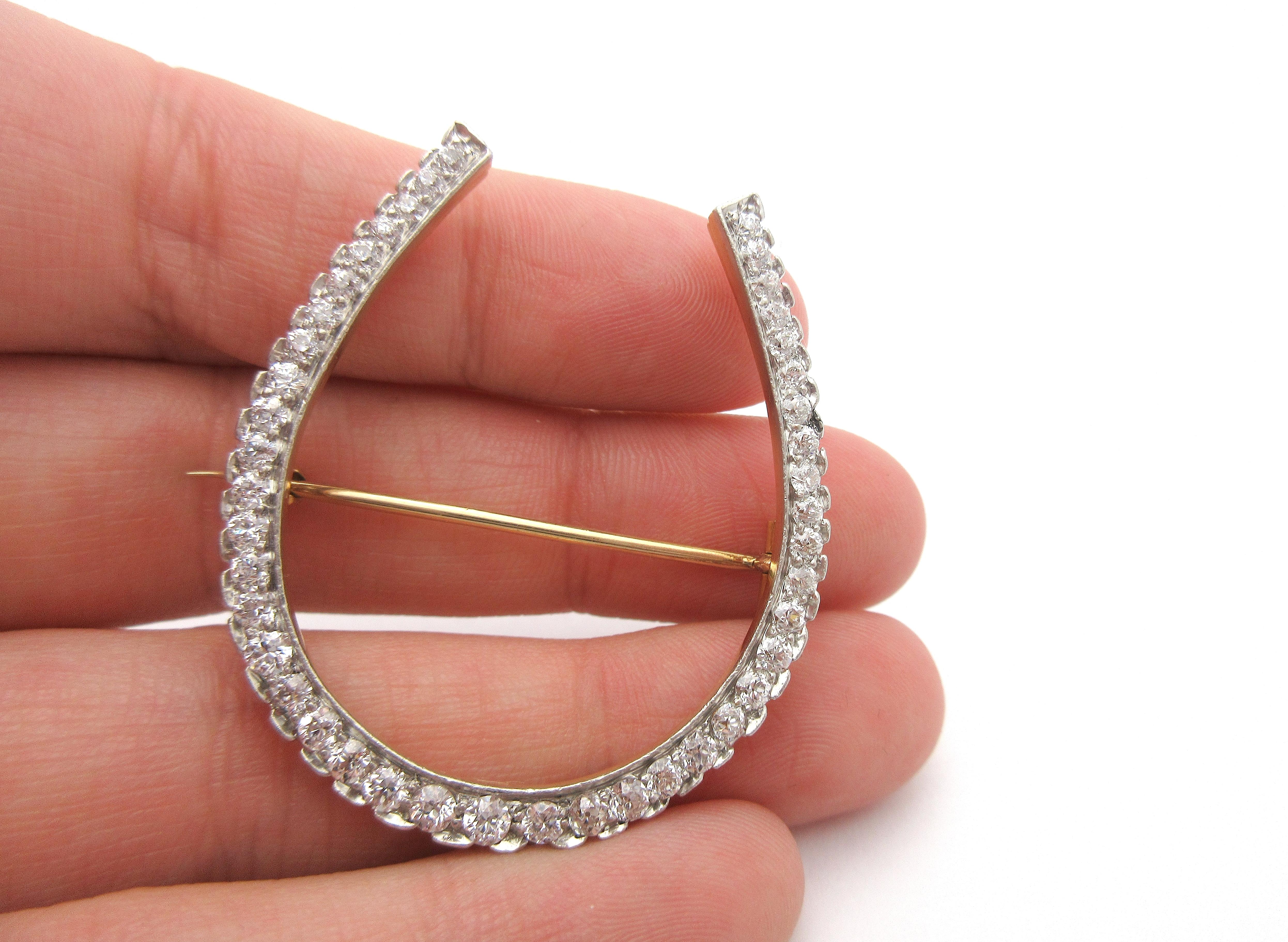 Antique Tiffany & Co. European Cut Diamond Horseshoe Brooch 1