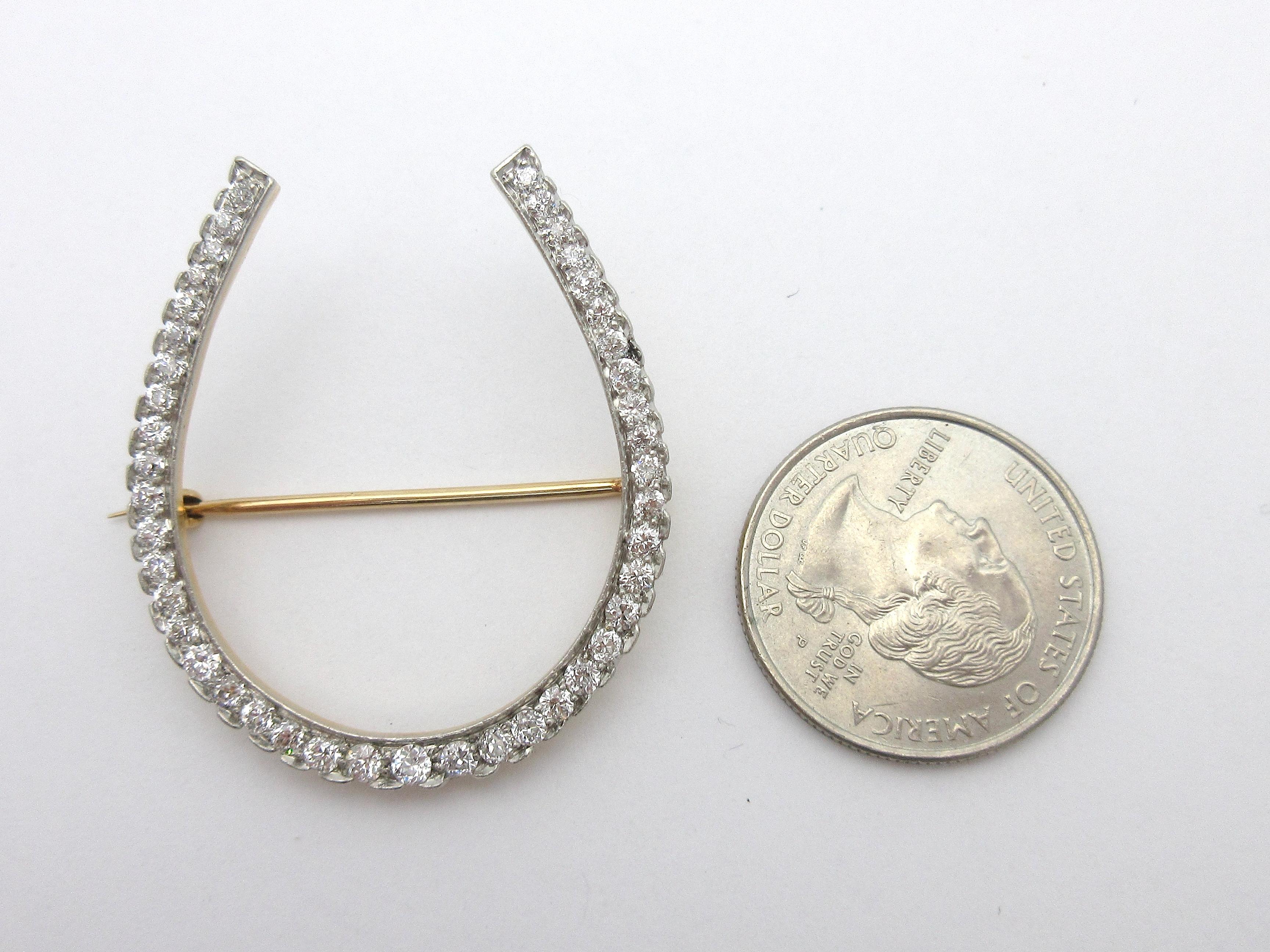 Antique Tiffany & Co. European Cut Diamond Horseshoe Brooch 2