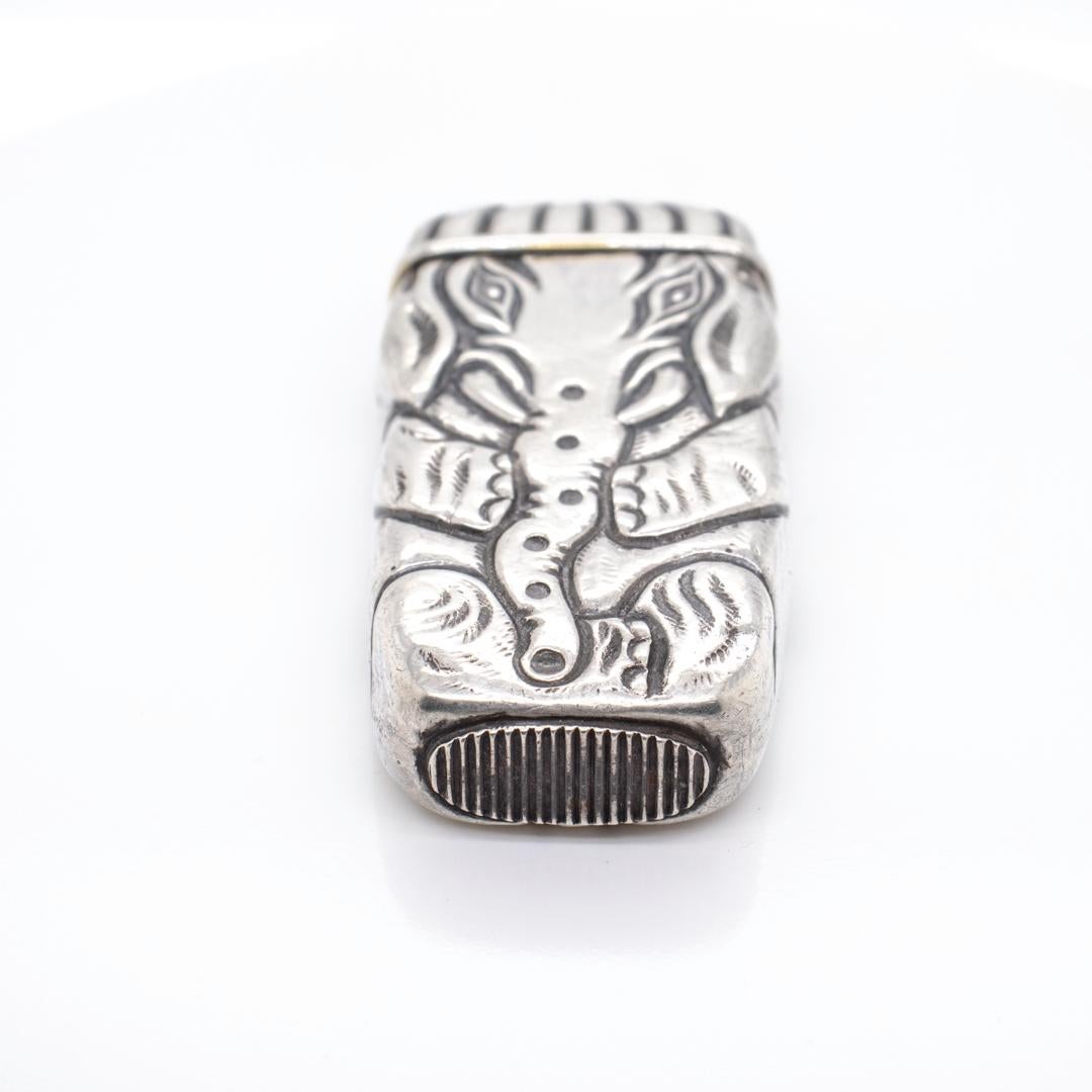 Antique Tiffany & Co. Figural Sterling Silver Elephant Match Safe or Vesta 4