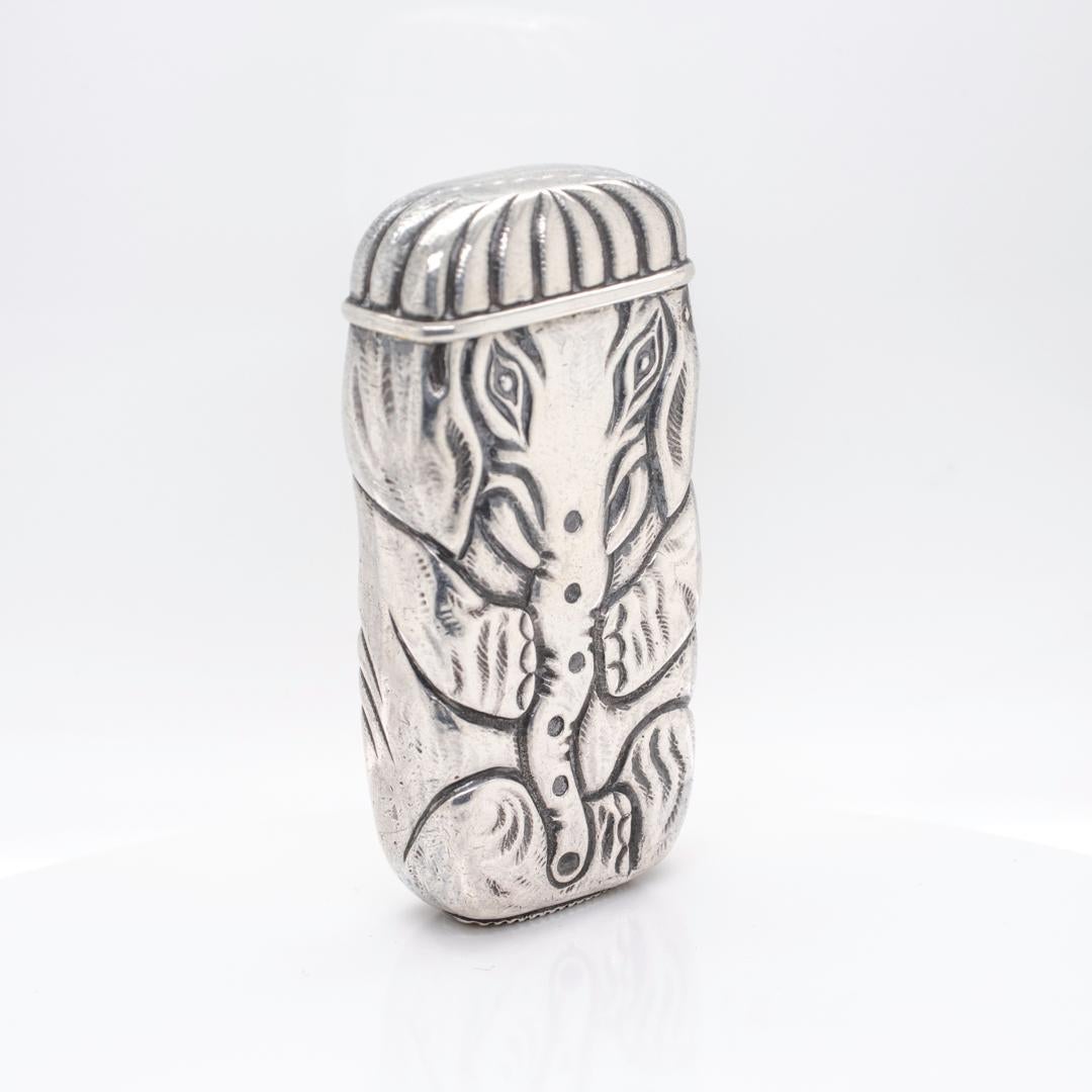 Antique Tiffany & Co. Figural Sterling Silver Elephant Match Safe or Vesta 1
