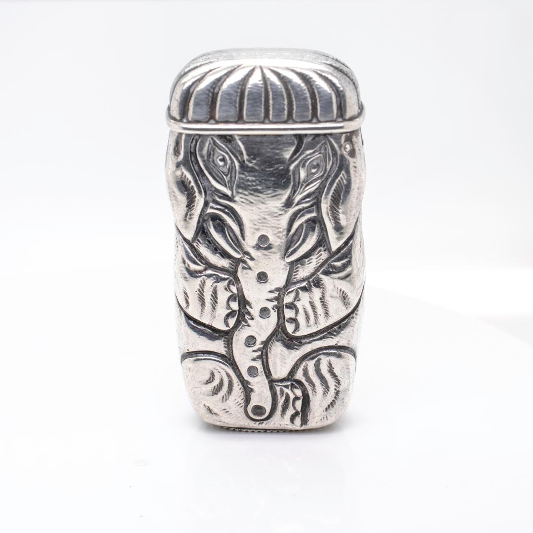Antique Tiffany & Co. Figural Sterling Silver Elephant Match Safe or Vesta 2