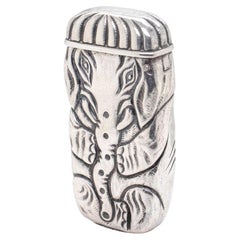 Antique Tiffany & Co. Figural en argent A Silver Eléphant Match Safe ou Vesta