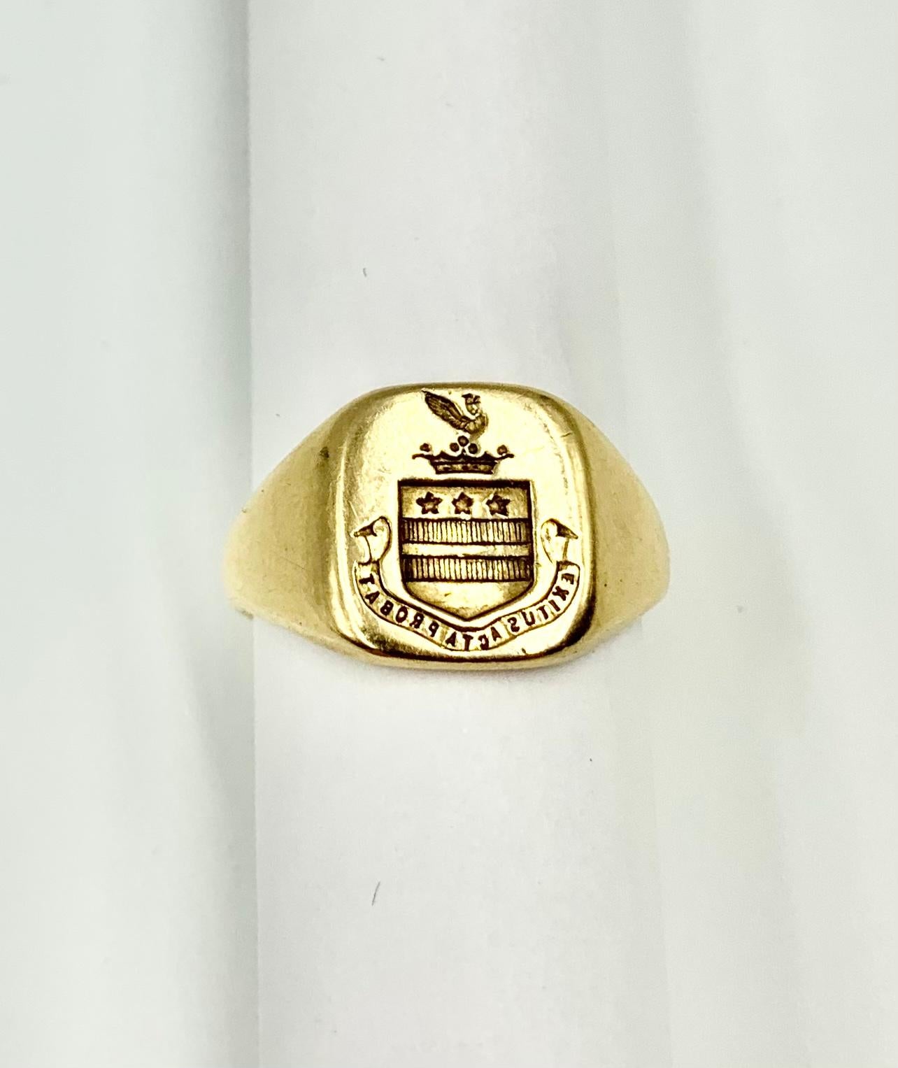 Antique Tiffany & Co. George Washington Crest Intaglio 14k Gold Signet Ring For Sale 2