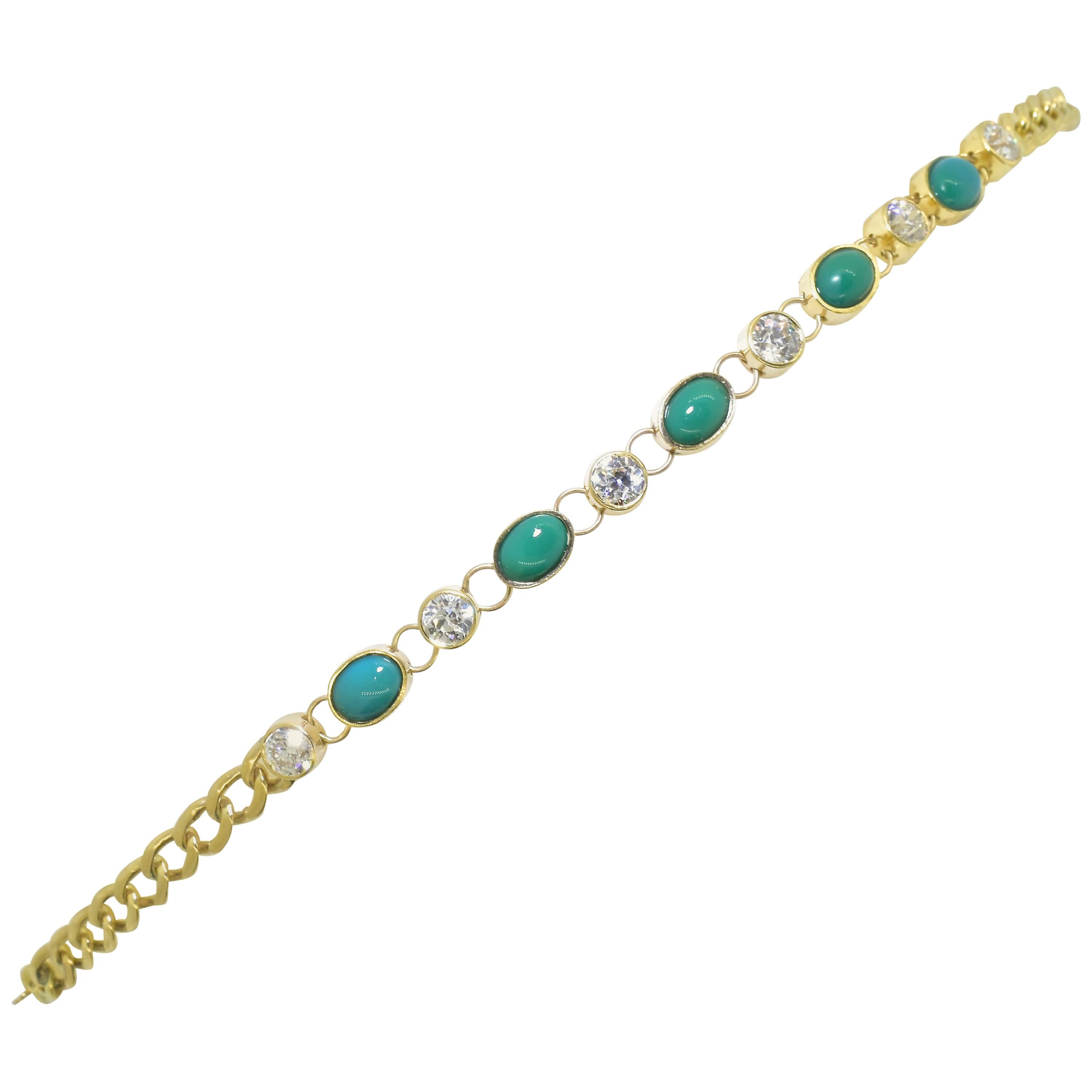 Antique Tiffany & Co. Gold, Diamond and Turquoise Bracelet, circa 1900