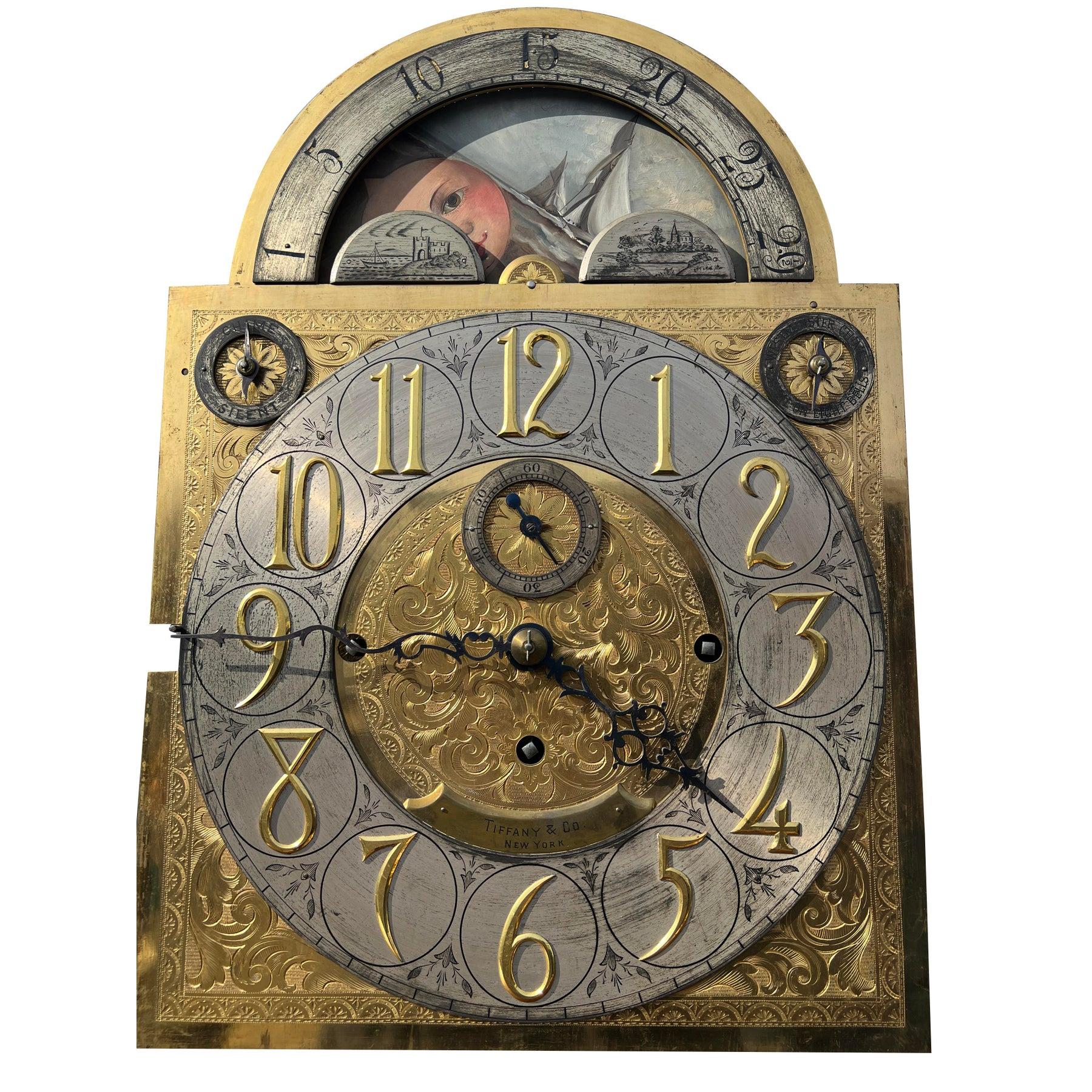 Wood Antique Tiffany & Co. Grandfather Clock Tall Case Clock by Walter Durfee For Sale