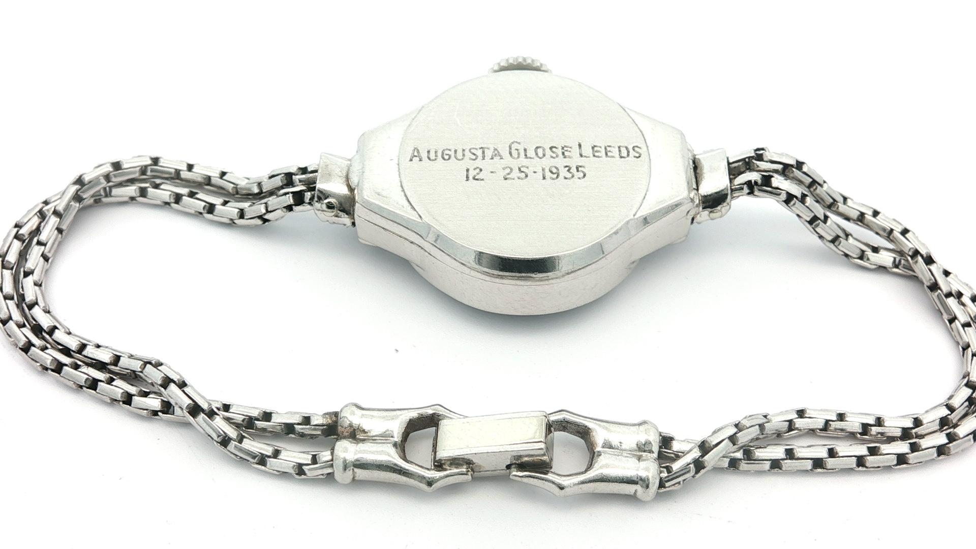 Antigüedades Tiffany & Co. Pulsera reloj Hamilton Platino Baguette y Diamante Redondo en venta 2