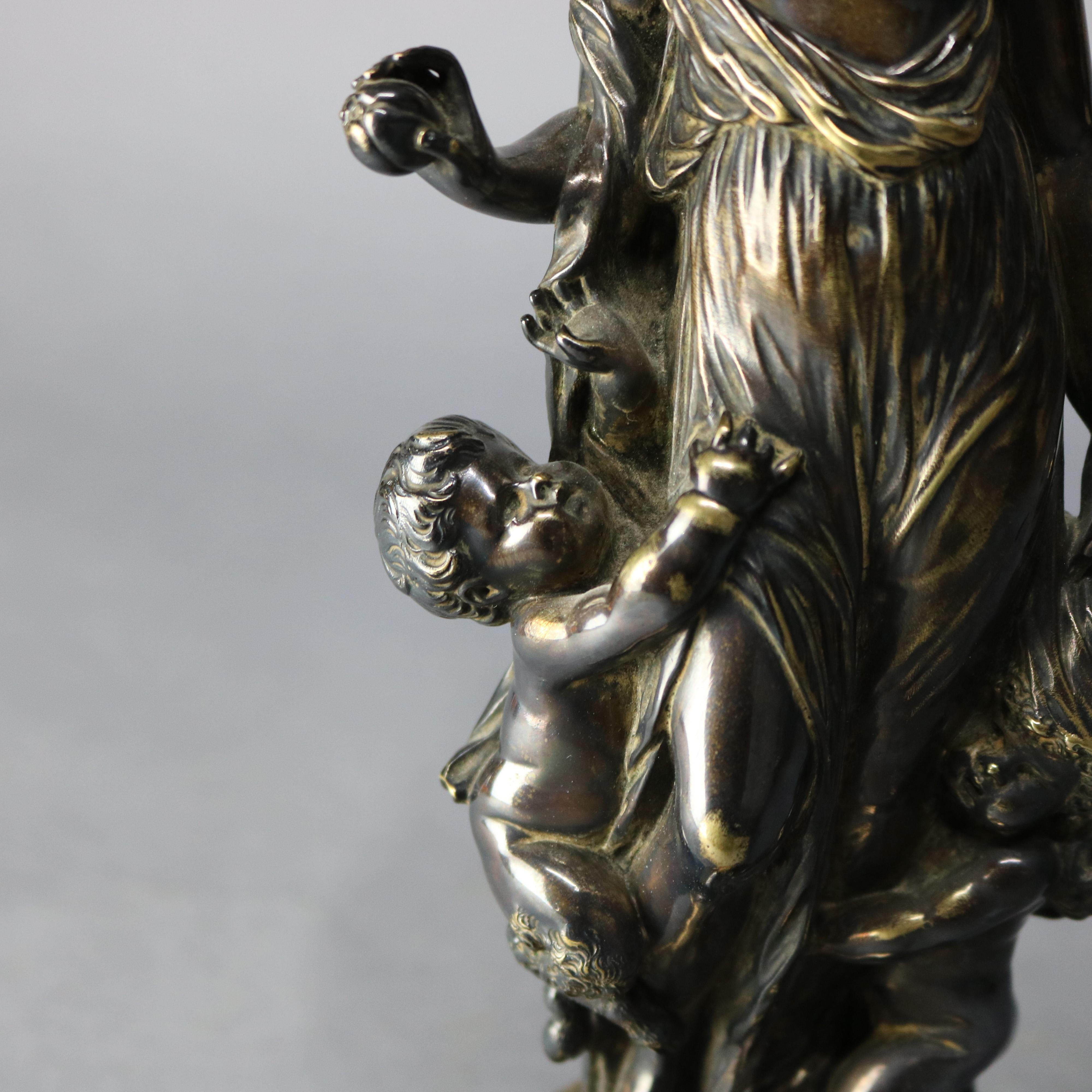 Antique Tiffany & Co. Leon Bertaux Bronze Sculpture of Mother and Children 2