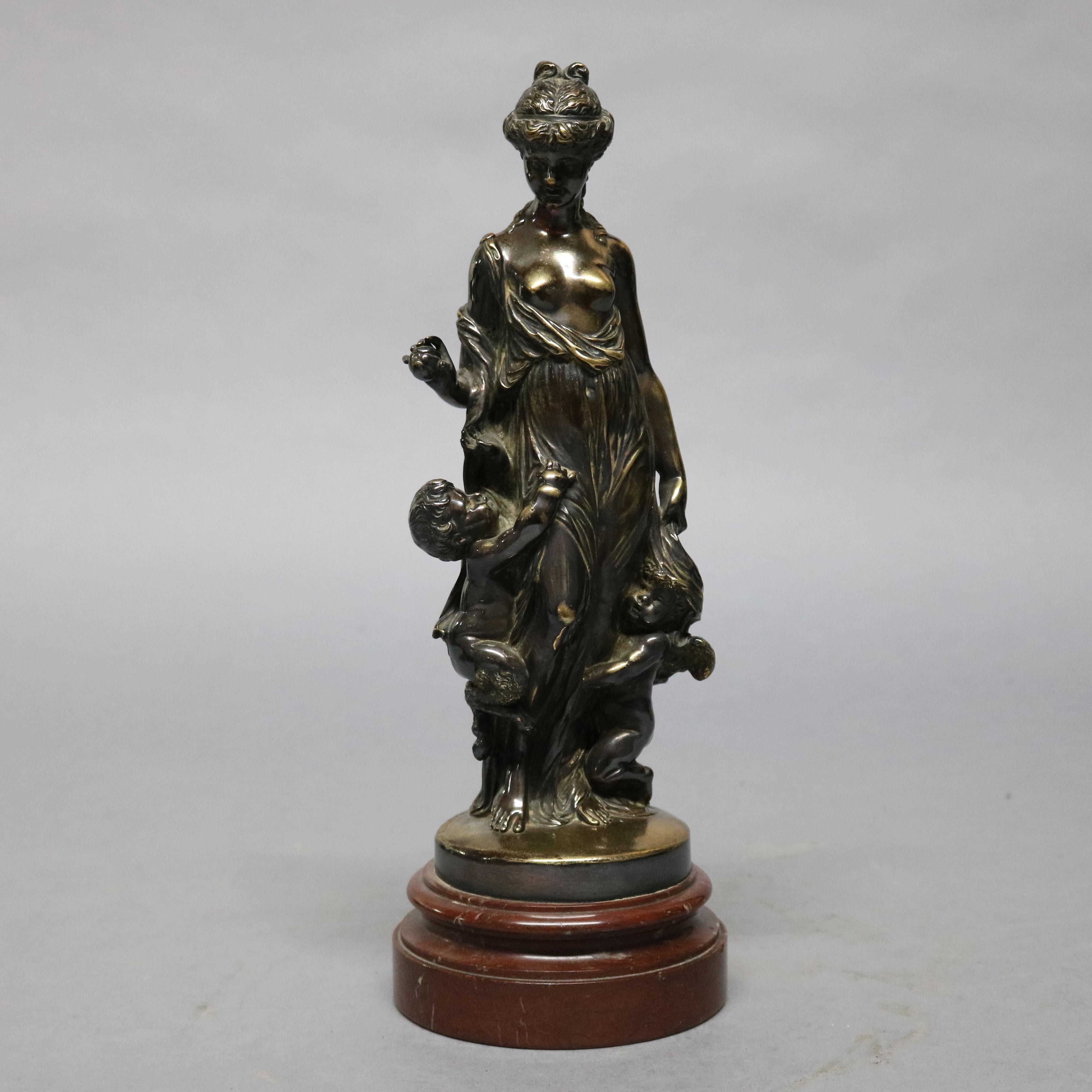 Classical Greek Antique Tiffany & Co. Leon Bertaux Bronze Sculpture of Mother and Children