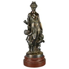 Antique Tiffany & Co. Leon Bertaux Bronze Sculpture of Mother and Children