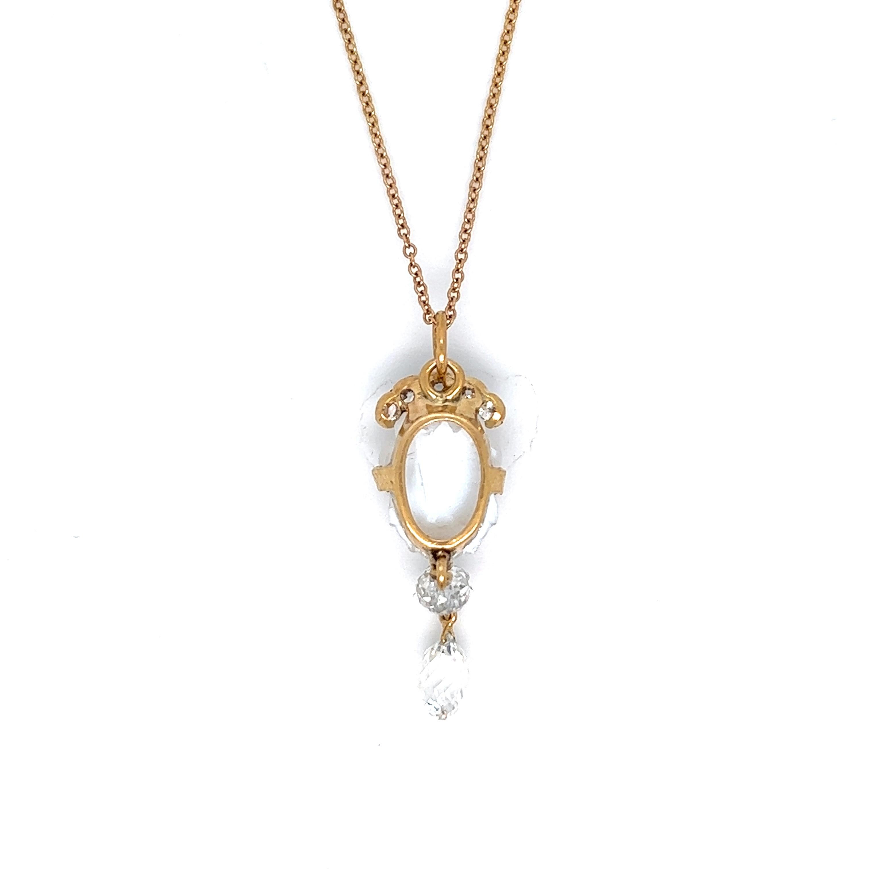 Antique Tiffany & Co. Moonstone Diamond Pendant Drop Necklace 2