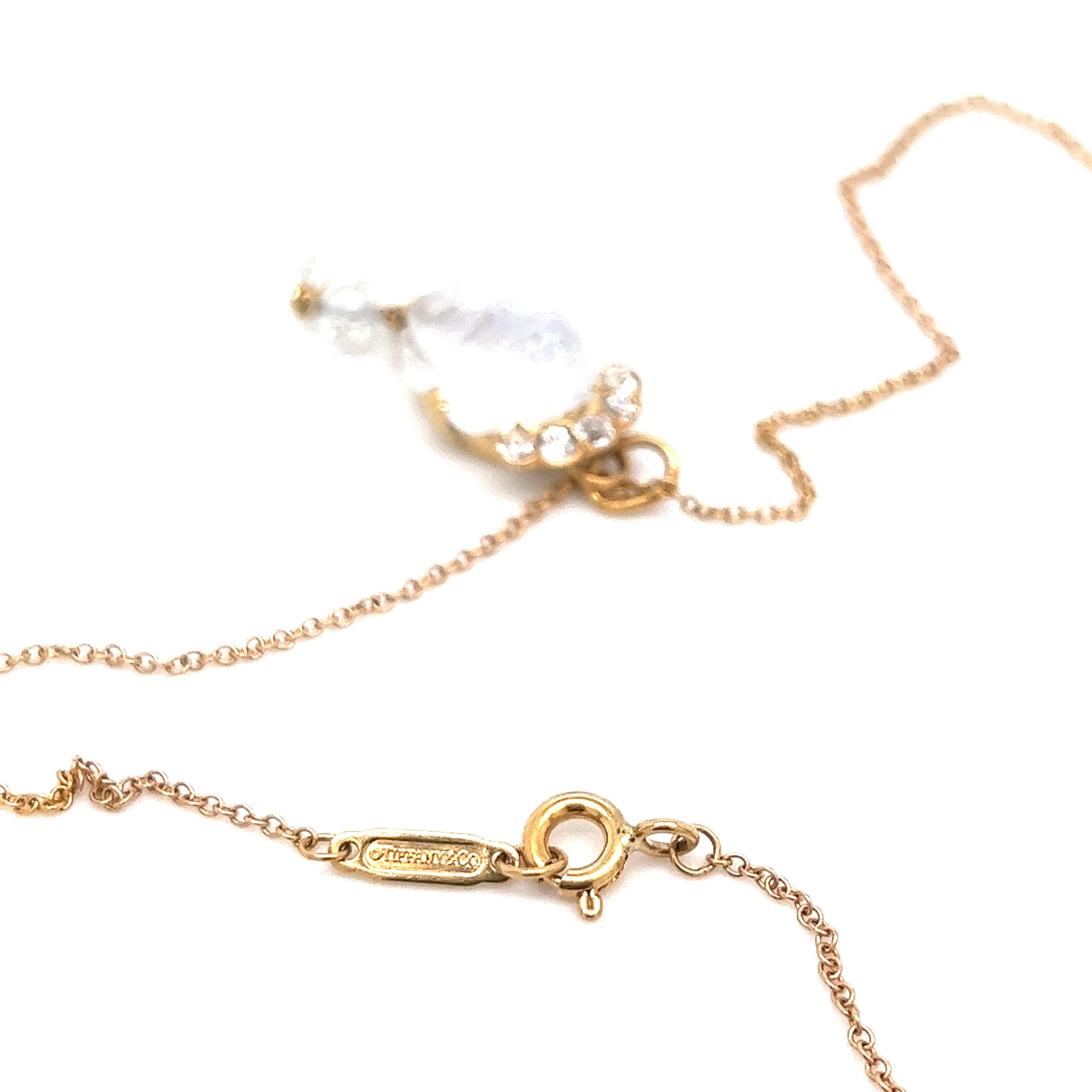 Women's Antique Tiffany & Co. Moonstone Diamond Pendant Drop Necklace For Sale