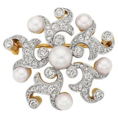 Antique Tiffany & Co. Natural Pearl and Diamond Brooch