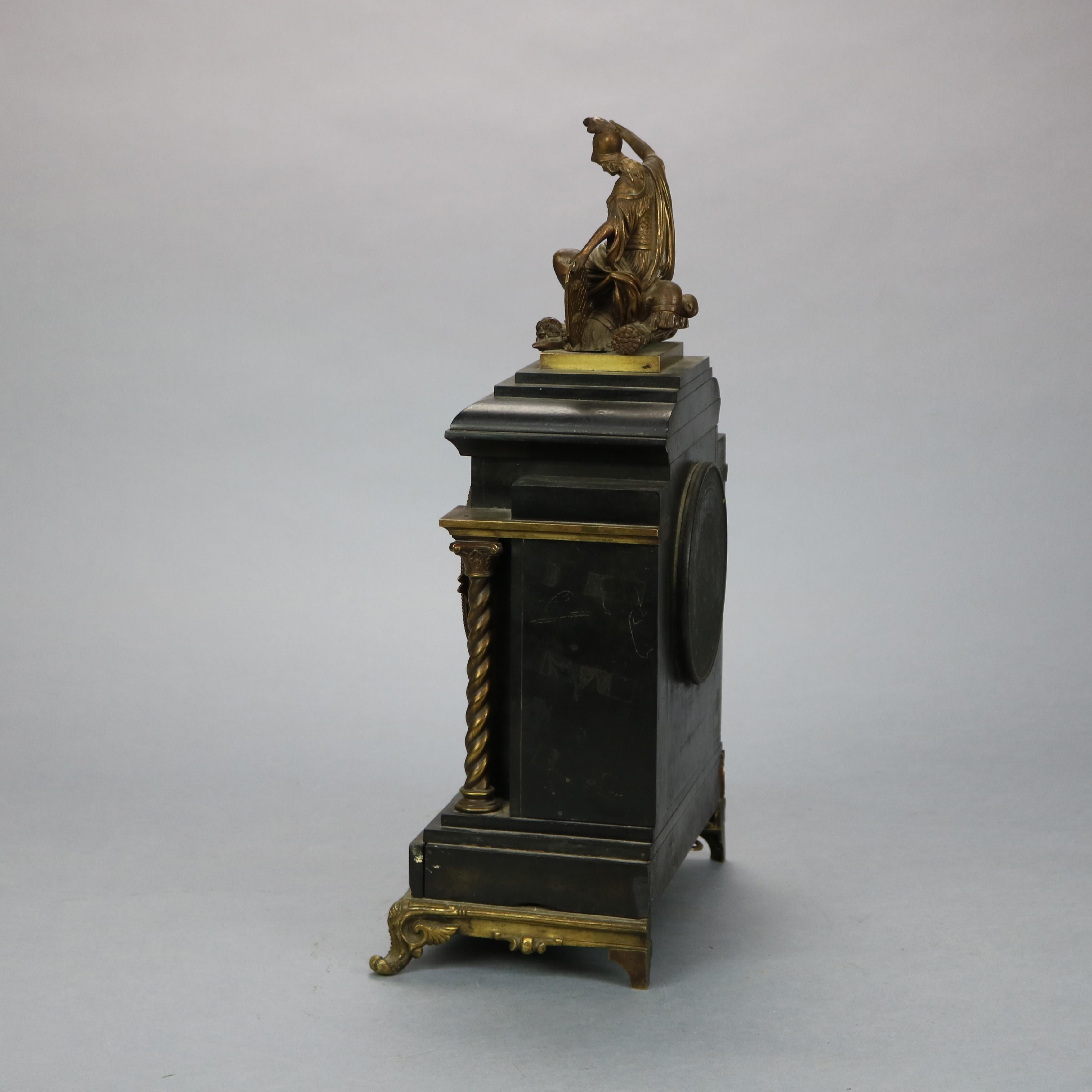 Antique Tiffany & Co. Neoclassical Bronze & Slate Mantel Clock, Circa 1880 1