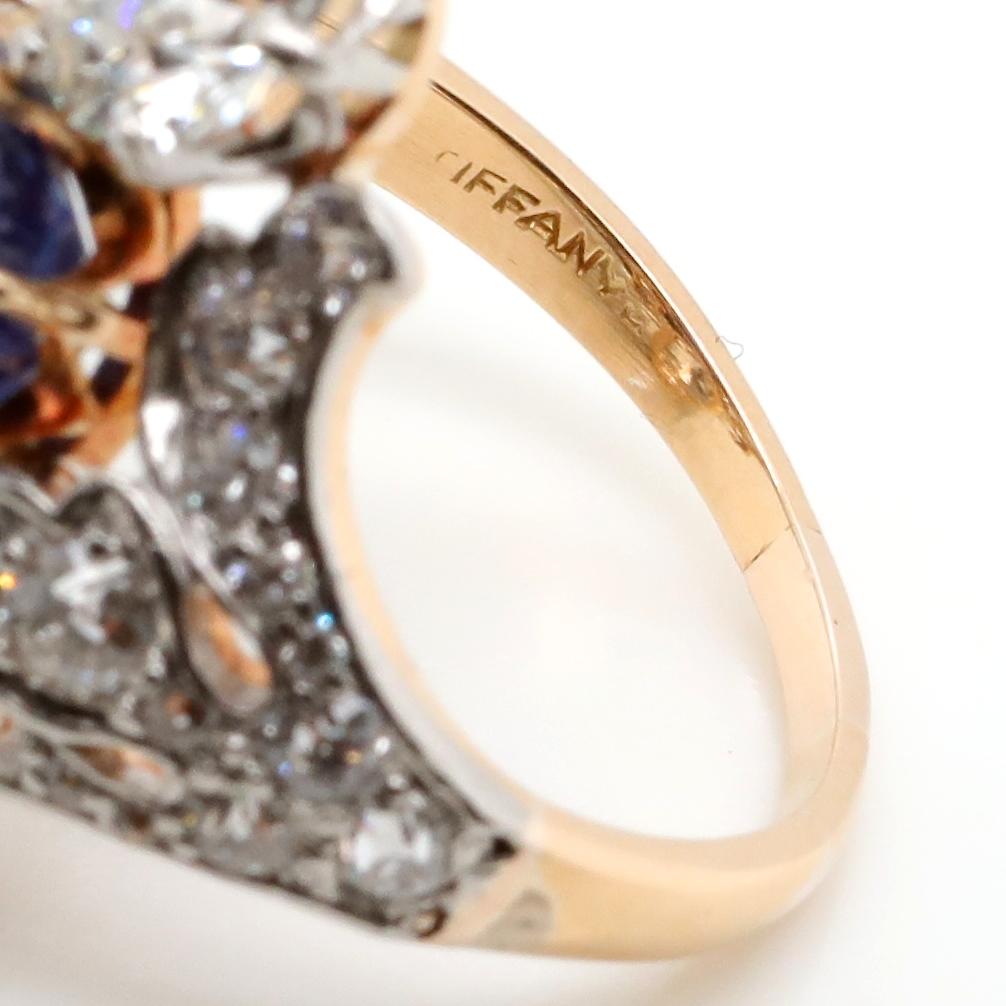 Art Deco Antique Tiffany & Co. 4.33 Carat Kashmir Sapphire No Heat Diamond 18K Gold Ring