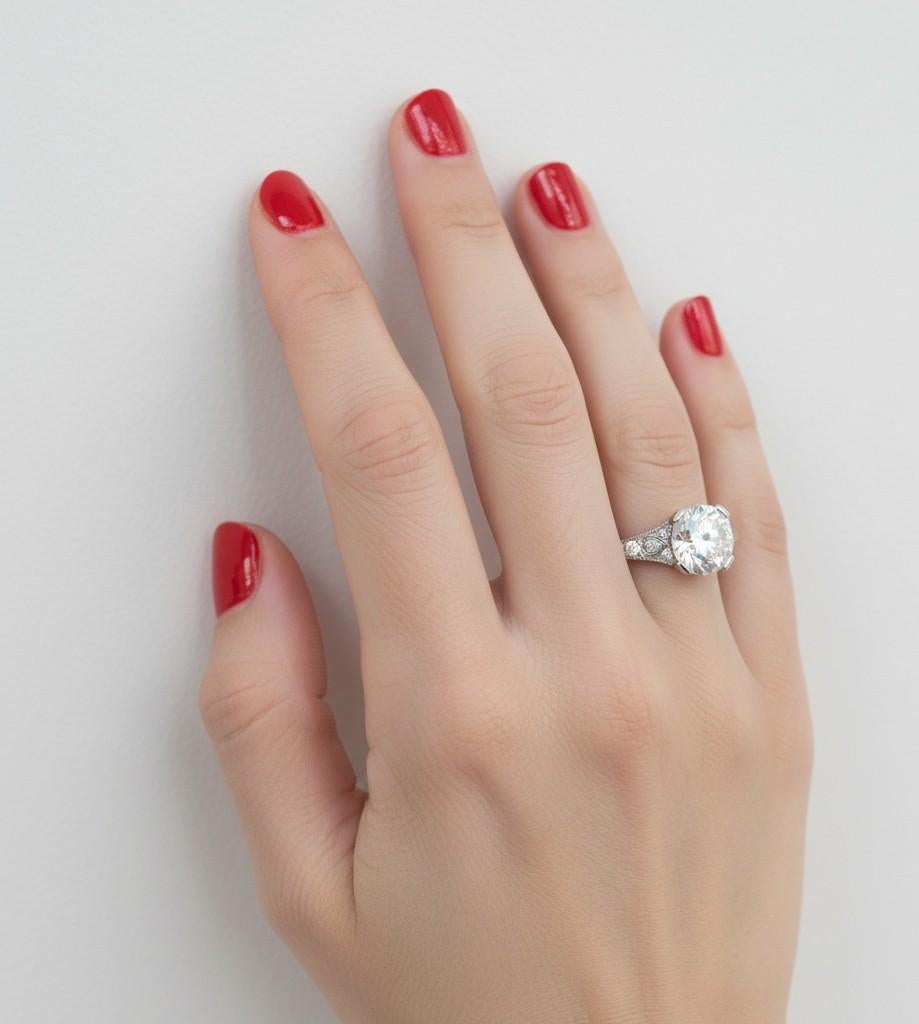 Antico Tiffany & Co. Anello di fidanzamento in platino con diamante Old Cut In condizioni ottime in vendita a Chicago, IL