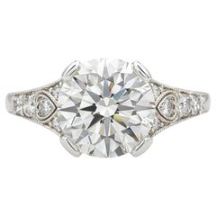 Antique Tiffany & Co. Bague de fiançailles en platine avec diamant taille ancienne