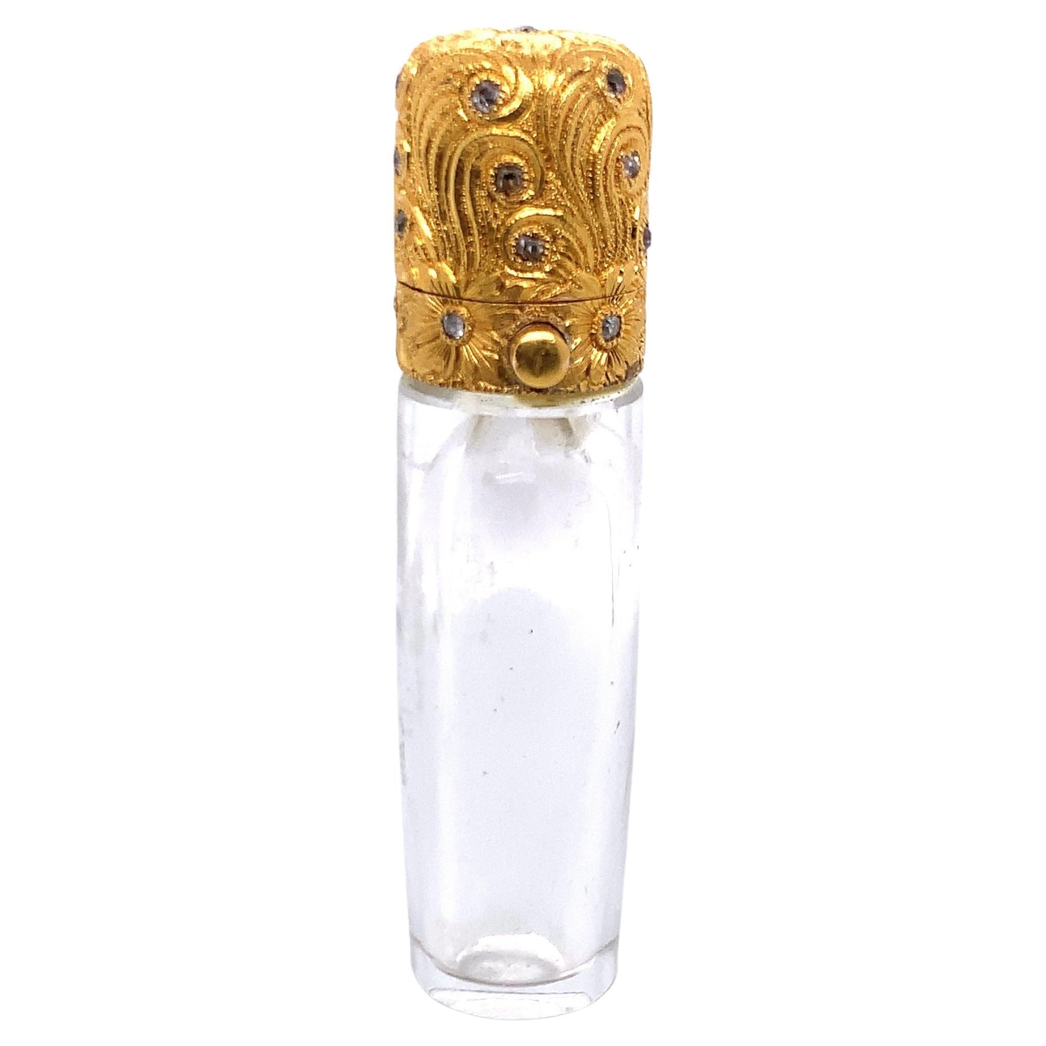 Antike Tiffany & Co.-Kollektion Parfümflasche mit Gold- und Diamantüberzug CAP im Angebot