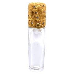 Antique Tiffany & Co. Perfume Bottle with a Gold and Diamond-Covered CAP